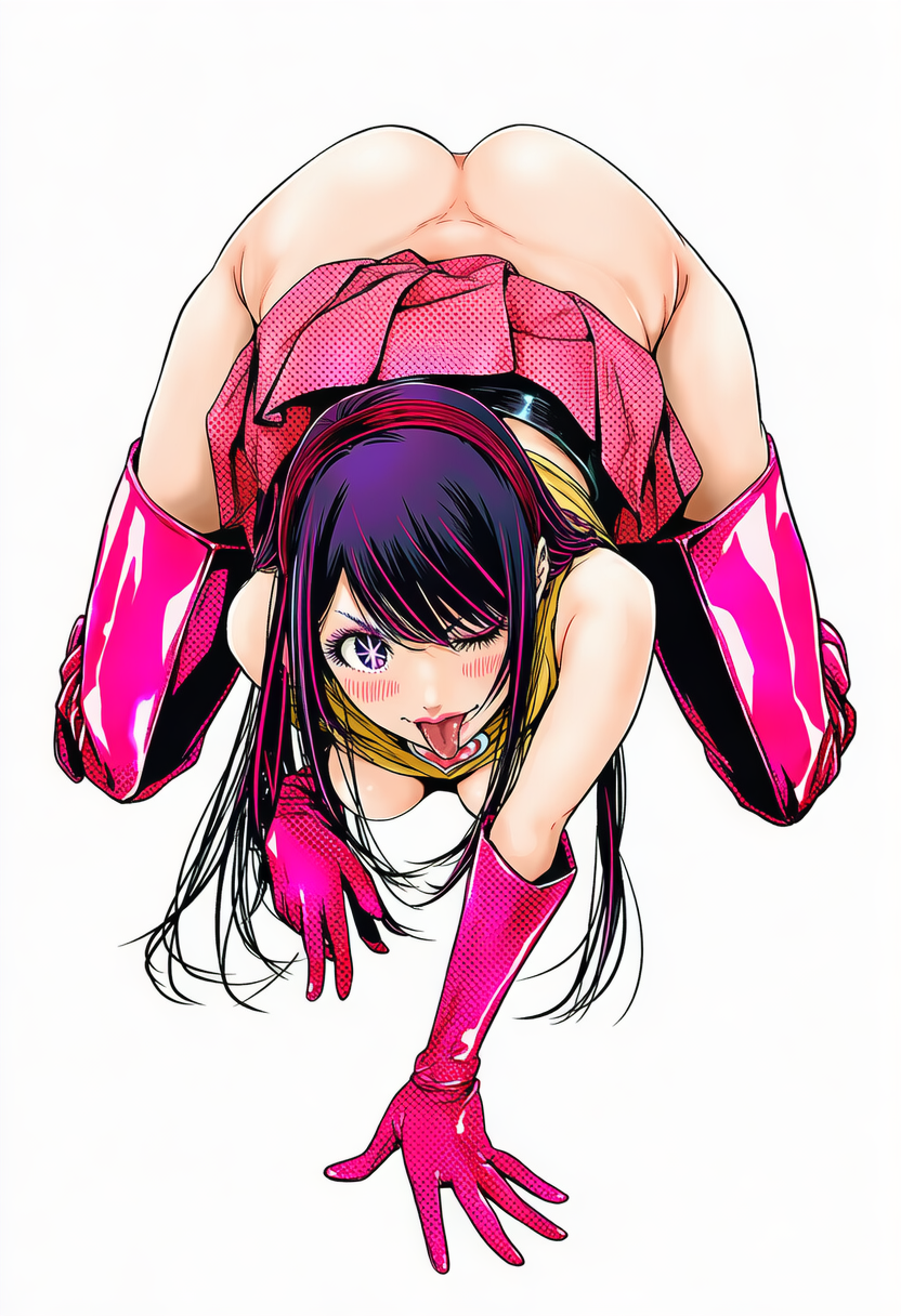 ai generated, female, hoshino ai, long hair, no panties, oshi no ko, purple hair, rsweet, tongue