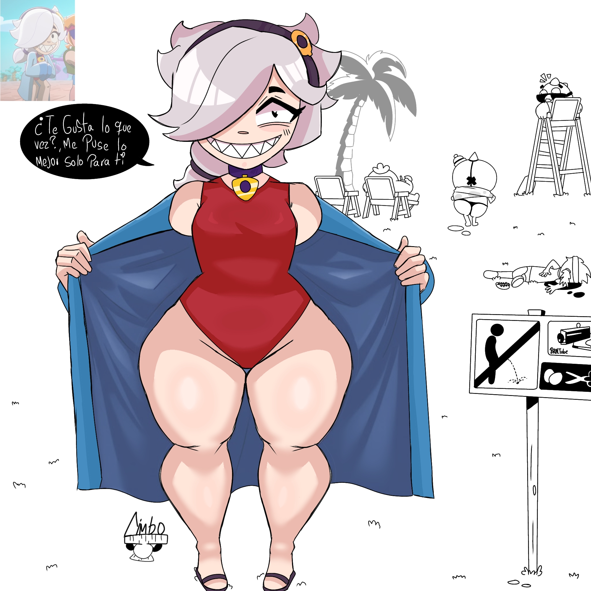 big ass, big thighs, brawl stars, chimbo tieso, colette (brawl stars), curi, curimomo, curipapus genericos, meme, muslos, sexy, swimsuit, swimsuit colette (brawl stars), thighs