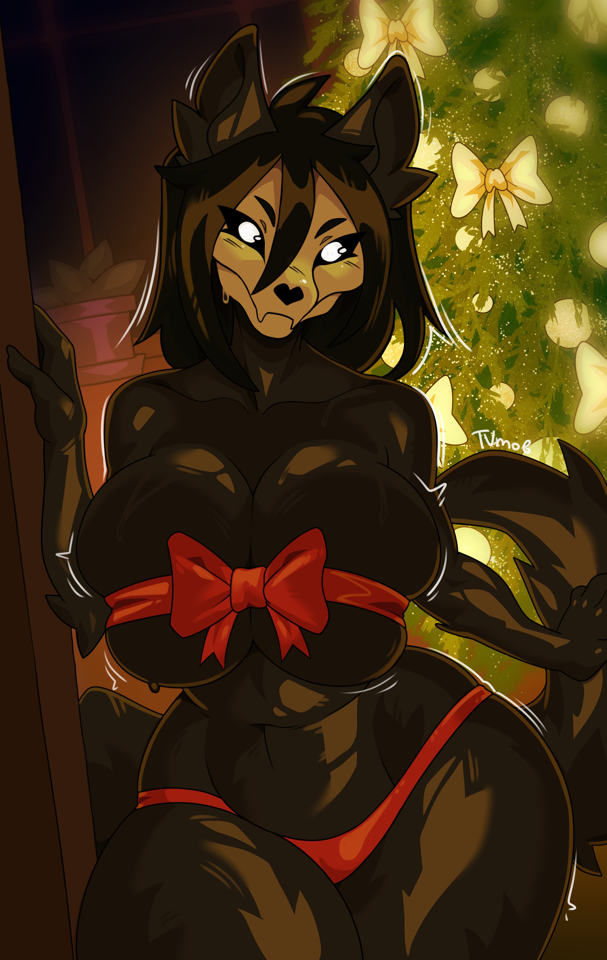 1girls, big breasts, christmas, huge breasts, looking at viewer, mal0, malo, scp foundation, scp-1471, scp-1471-a, skull head, solo, tvmob