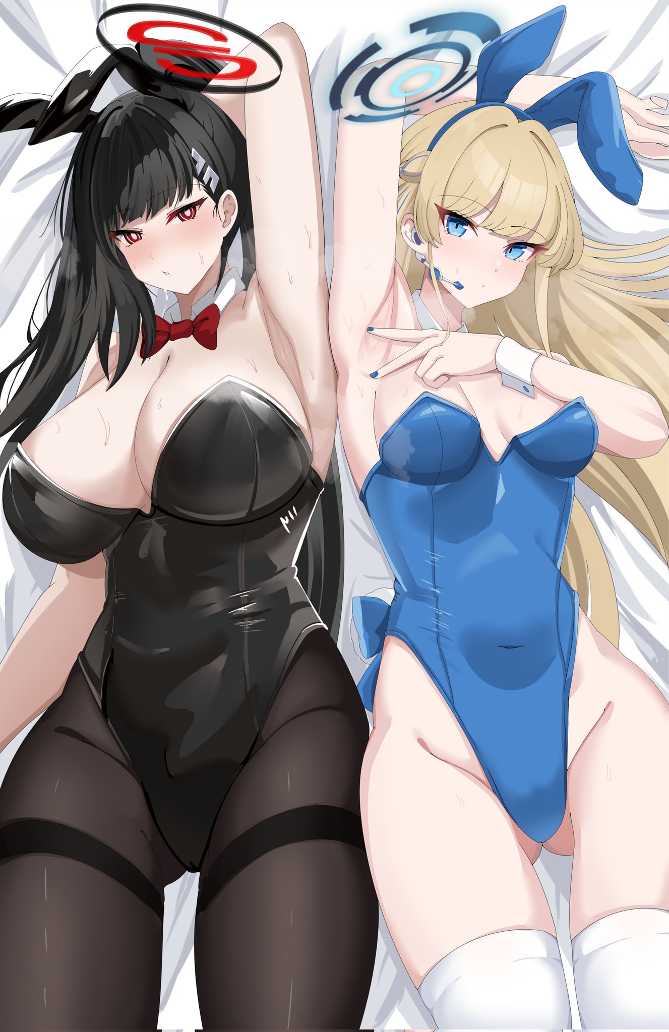 1girls, 2girls, blue archive, braid, detached collar, female, female only, half up braid, highres, lengkuass, multiple girls, rio (blue archive), tagme, toki (blue archive), toki (bunny) (blue archive)