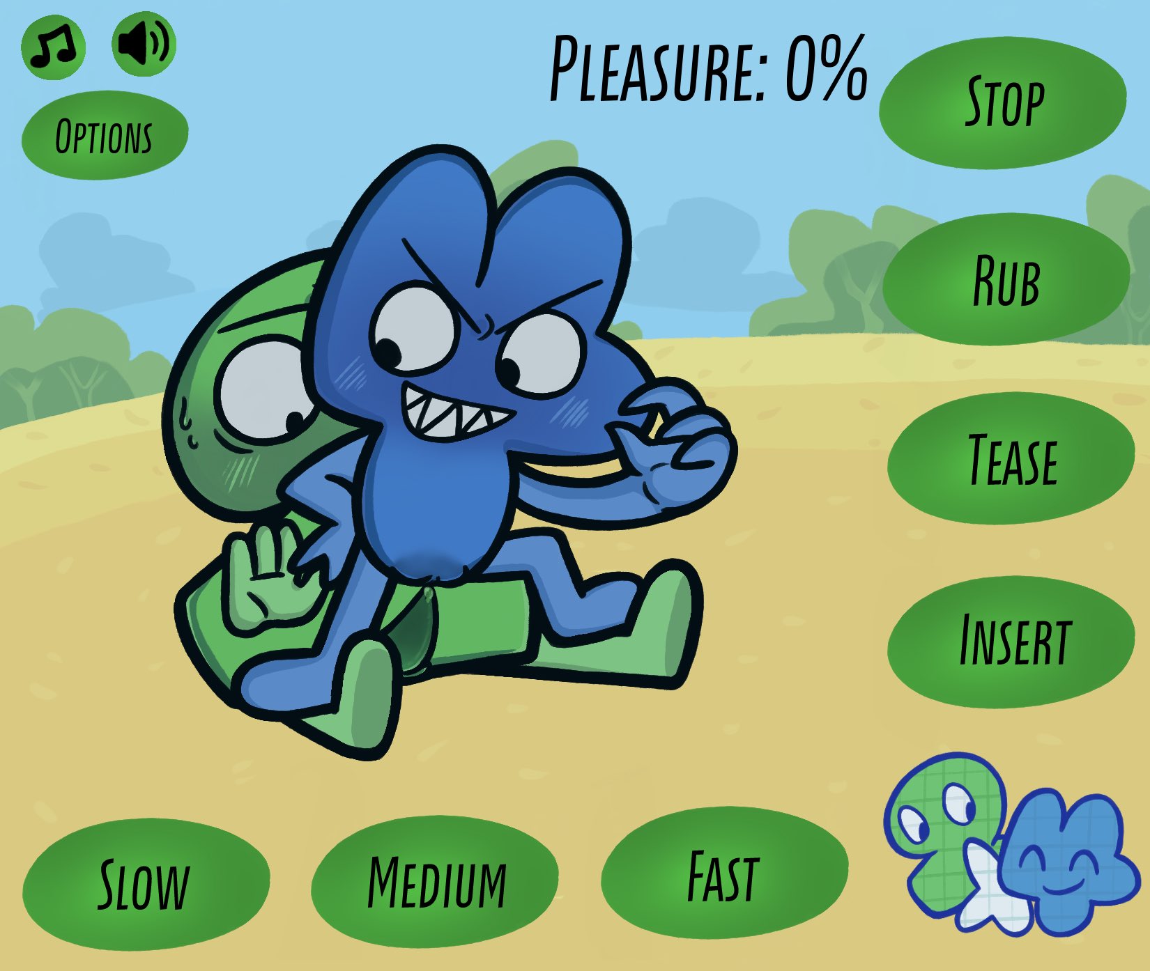 algebralien, battle for dream island, bfb, blue body, blush, blush lines, darktwofour, flash game, four (bfb), game ui, green body, imminent sex, no humans, non-human, number, object show community, object shows, pussy, tentacle penis, the power of two, two (tpot), vadahlivokroz
