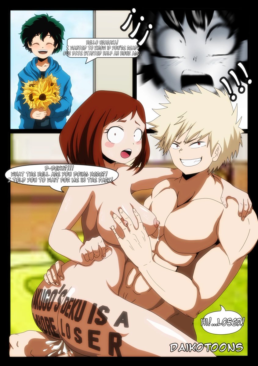 artist_request ass ass_grab bakugou_katsuki big_ass big_breasts blonde_hair blonde_male boku_no_hero_academia breast_grab breasts brown_eyes brown_hair bubble_ass bubble_butt bully caught caught_in_the_act cheating cheating_girlfriend clothed clothed_male clothing cuck cucked_by_friend cuckold cum cum_in_pussy curvy curvy_body curvy_female curvy_figure english_text flowers freckles green_eyes green_hair huge_ass huge_breasts izuku_midoriya katsuki_bakugou midoriya_izuku muscular muscular_male my_hero_academia netorare ntr nude_male ochako_uraraka red_eyes sex slut surprised tattoo tattoo_on_butt text uraraka_ochako