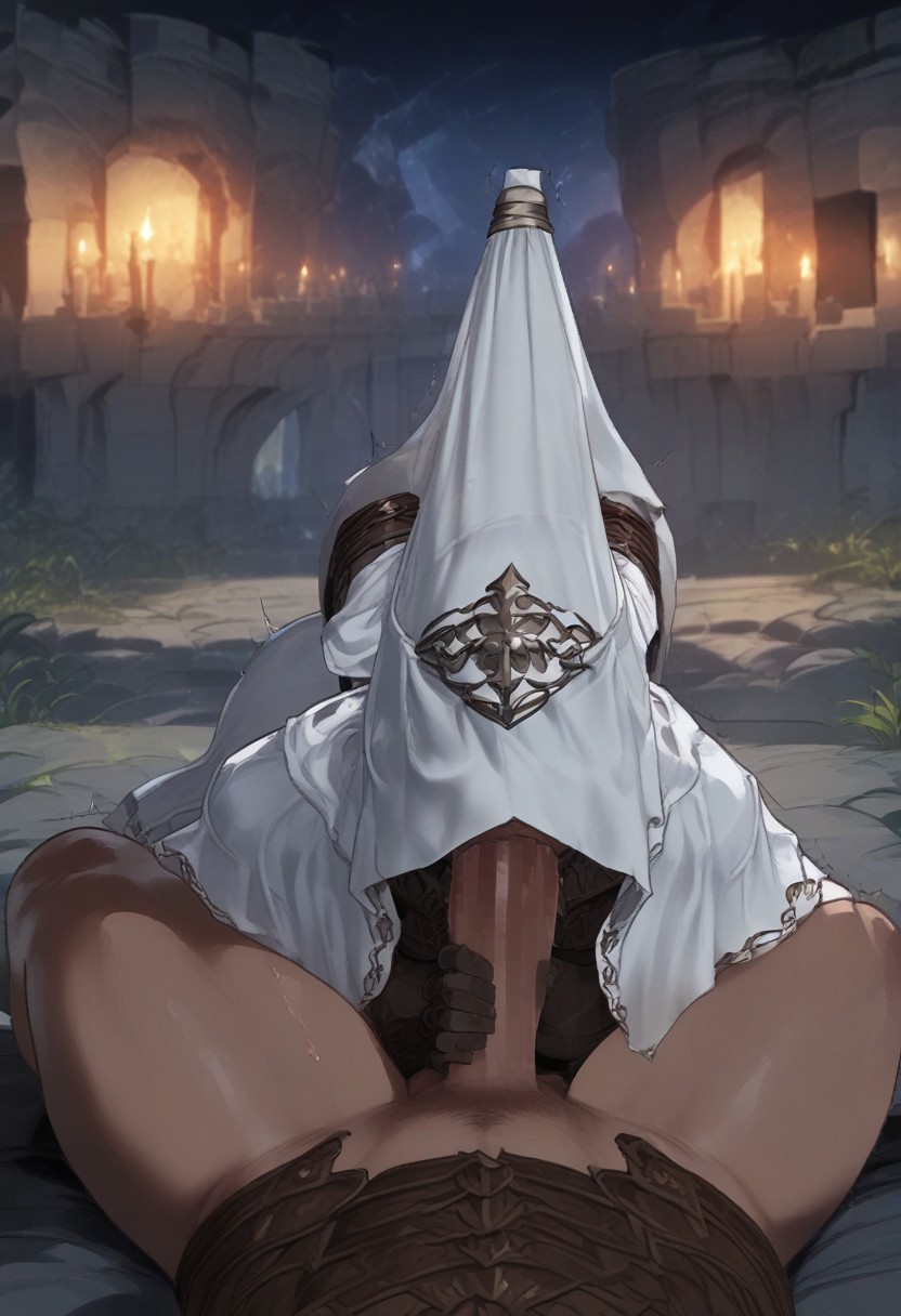 1boy 1girls ai_generated armor big_ass big_breasts big_penis blowjob elden_ring fellatio female fromsoftware grey_skin handjob helmet male musashimango nox_swordstress penis pov sucking veil voluptuous