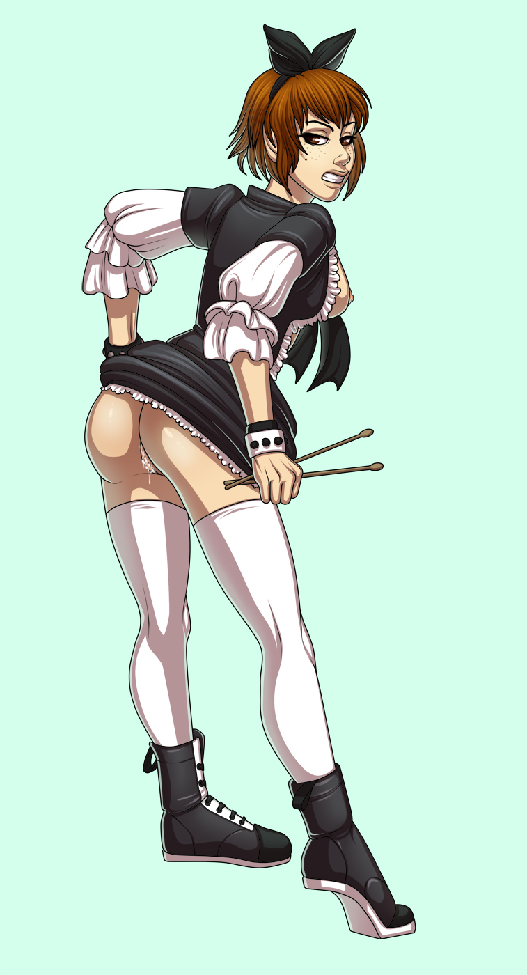 1girls, ass, breasts, female, gothic lolita, kim pine, maplemoon, no panties, scott pilgrim, skirt lift, solo