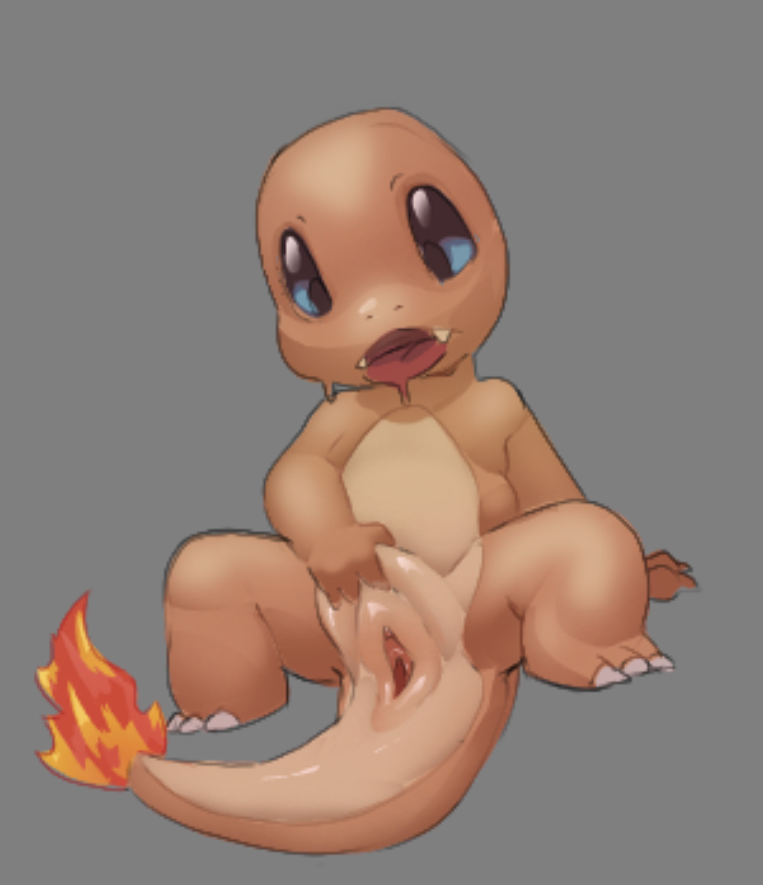 blue_eyes bodily_fluids charmander cute_fangs digital_media_(artwork) drooling female generation_1_pokemon genitals nintendo nude open_mouth pokemon pokemon_(species) pussy saliva solo spread_pussy spreading tail tongue tongue_out zyrusfluf