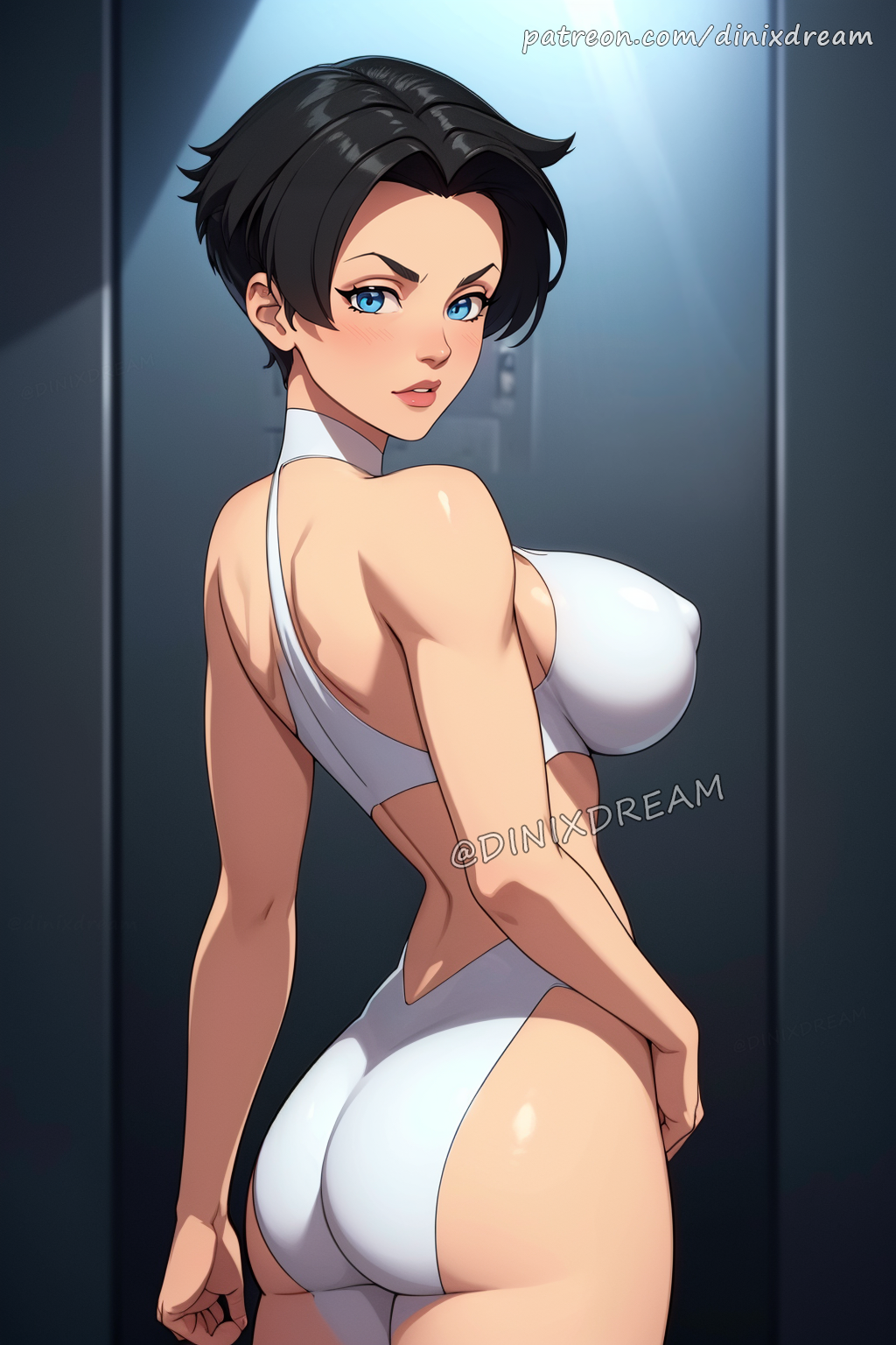 ai_generated anissa blue_eyes dinixdream female invincible invincible_(comics) invincible_(tv_series) large_ass large_breasts short_hair short_hair_female