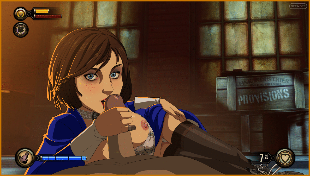 animated, bioshock, bioshock infinite, corset, elizabeth comstock, female, first person view, gameplay mechanics, male, partial male, pov, short hair, zone