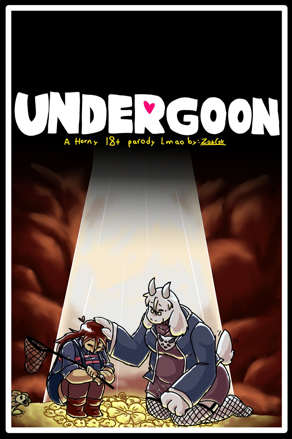2026, 2d, 2girls, anthro, big breasts, female, fishnets, frisk, fur, furry, glasses, goat, goat girl, goat humanoid, horns, human, kasi 7w7, overalls, promotional art, thighhighs, toriel, undertale, undertale (series)