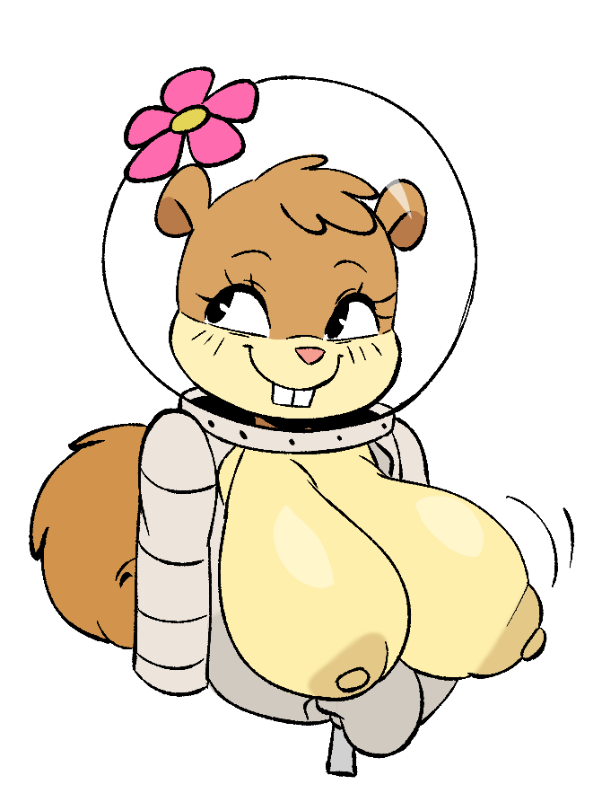 anthro big_breasts breasts brown_fur colored female female_only joaoppereiraus sandy_cheeks squirrel third-party_edit unzipping