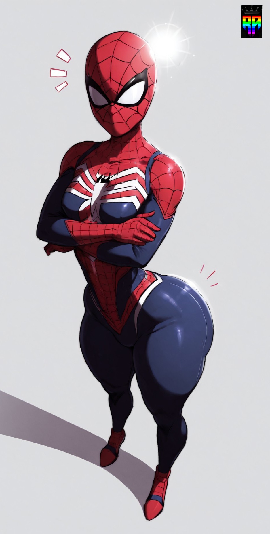 ai_generated big_ass big_breasts bubble_butt cute_face jiggle marvel marvel_comics repartz spider-man thick_thighs tight_fit