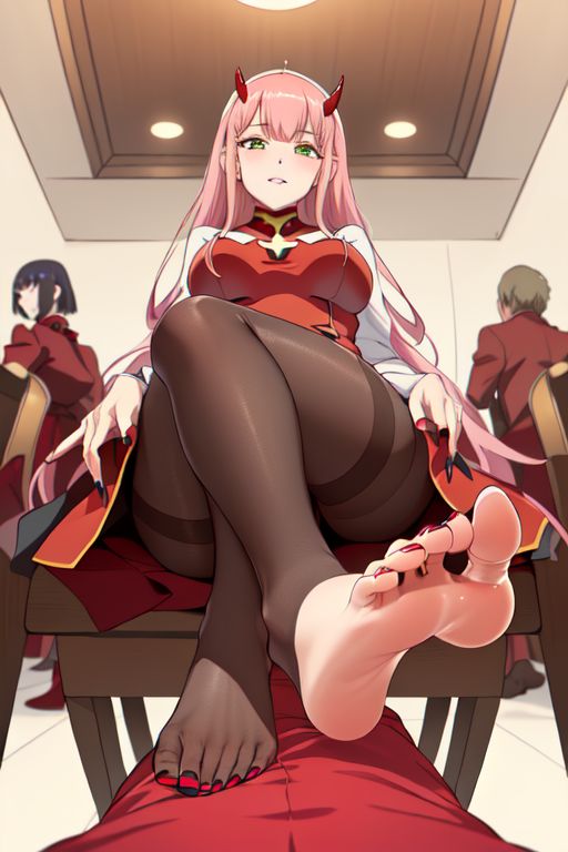 ai_generated darling_in_the_franxx feet female foot_focus pov pov_eye_contact pov_feet soles zero_two_(darling_in_the_franxx)