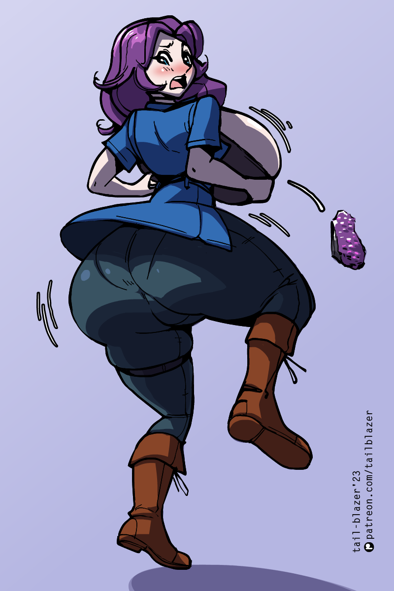 1girls abigail_(stardew_valley) ass_bigger_than_head ass_bigger_than_torso ass_expansion big_ass big_breasts black_legwear blue_eyes breast_bigger_than_head breast_expansion breasts_bigger_than_torso expansion hourglass_expansion legwear light-skinned_female light_skin looking_back pantylines purple_hair stardew_valley tagme tail-blazer thin_waist wide_hips