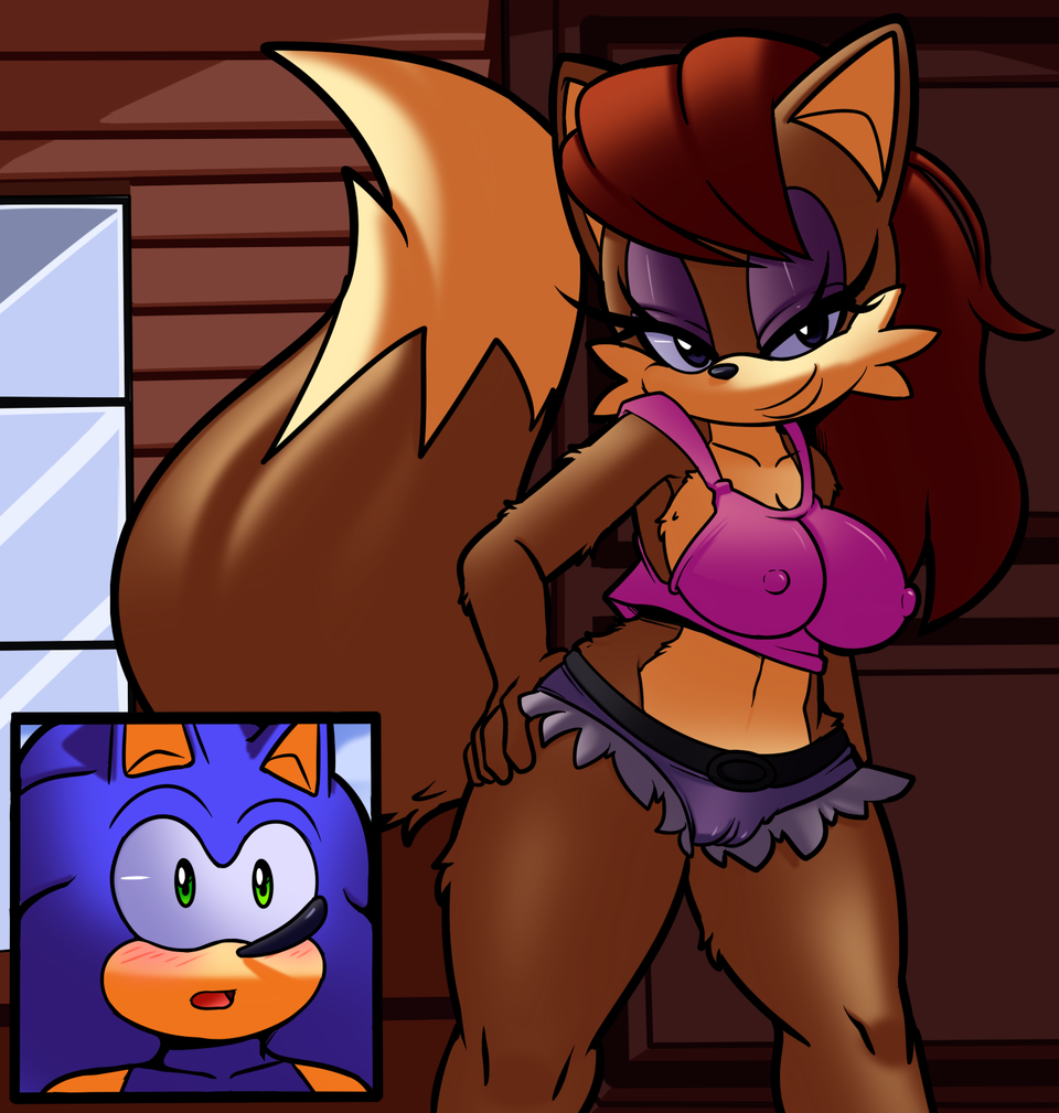 alternate_version_available big_breasts booty_shorts cameltoe erect_nipples eyeshadow flirting fox galaxyviolet midriff milf ntr rosemary_prower sonic_(series) sonic_the_hedgehog sonic_the_hedgehog_(archie) superbunnygt tank_top thick_thighs