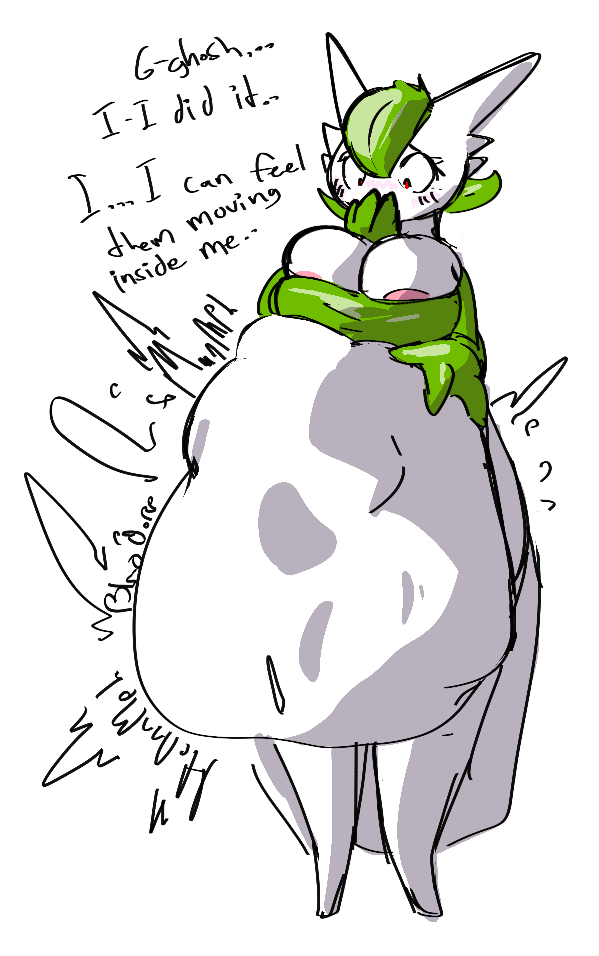 anthro belly big_belly dialogue digestion_noises fanofblimp female gardevoir generation_3_pokemon huge_belly humanoid nintendo oral_vore pokemon pokemon_(species) rumbling_stomach squirming vore