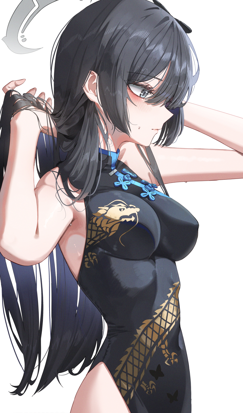 big tits, blue archive, blushing, breasts, chinese clothes, chinese dress, domi (hongsung0819), female, female focus, female only, kisaki (blue archive), large breasts, long hair