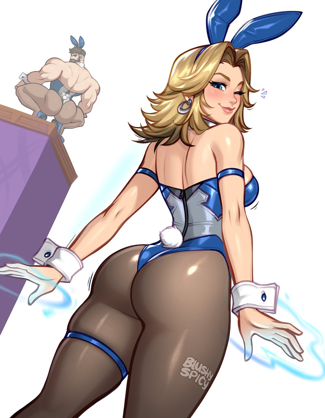 2d, ass, blushypixy, blushyspicy, both sexes in same situation, broly culo, bubble ass, bubble butt, bunnysuit, clothed, clothed female, curvy female, fantastic four, female, invisible woman, invisible woman (marvel rivals), leotard, male, male has bigger ass, marvel, marvel comics, marvel rivals, mr fantastic, mr fantastic (marvel rivals), muscular, muscular male, pantyhose, playboy bunny, presenting ass, reed richards, seductive, sue richards, sue storm