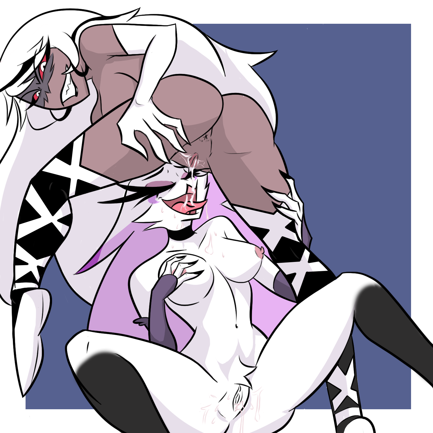 2demons, 2girls, 2milfs, aptom7747, avian humanoid, carmilla carmine, cum drip, cum in mouth, demon, demon girl, demon girls, demon humanoid, demoness, demons, female, hazbin hotel, helluva boss, lesbian sex, stella (helluva boss), yuri