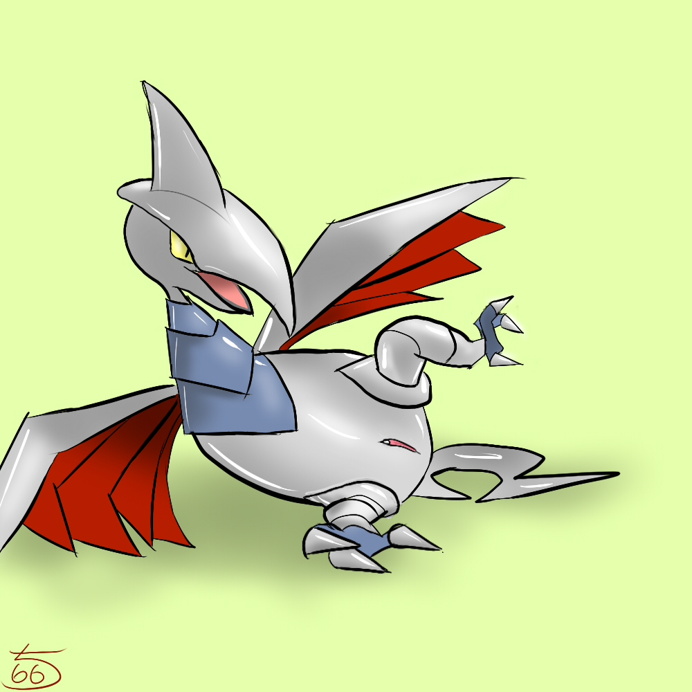 ass female nintendo no_humans pcred566 plain_background pokemon pokephilia presenting presenting_hindquarters pussy skarmory solo video_games