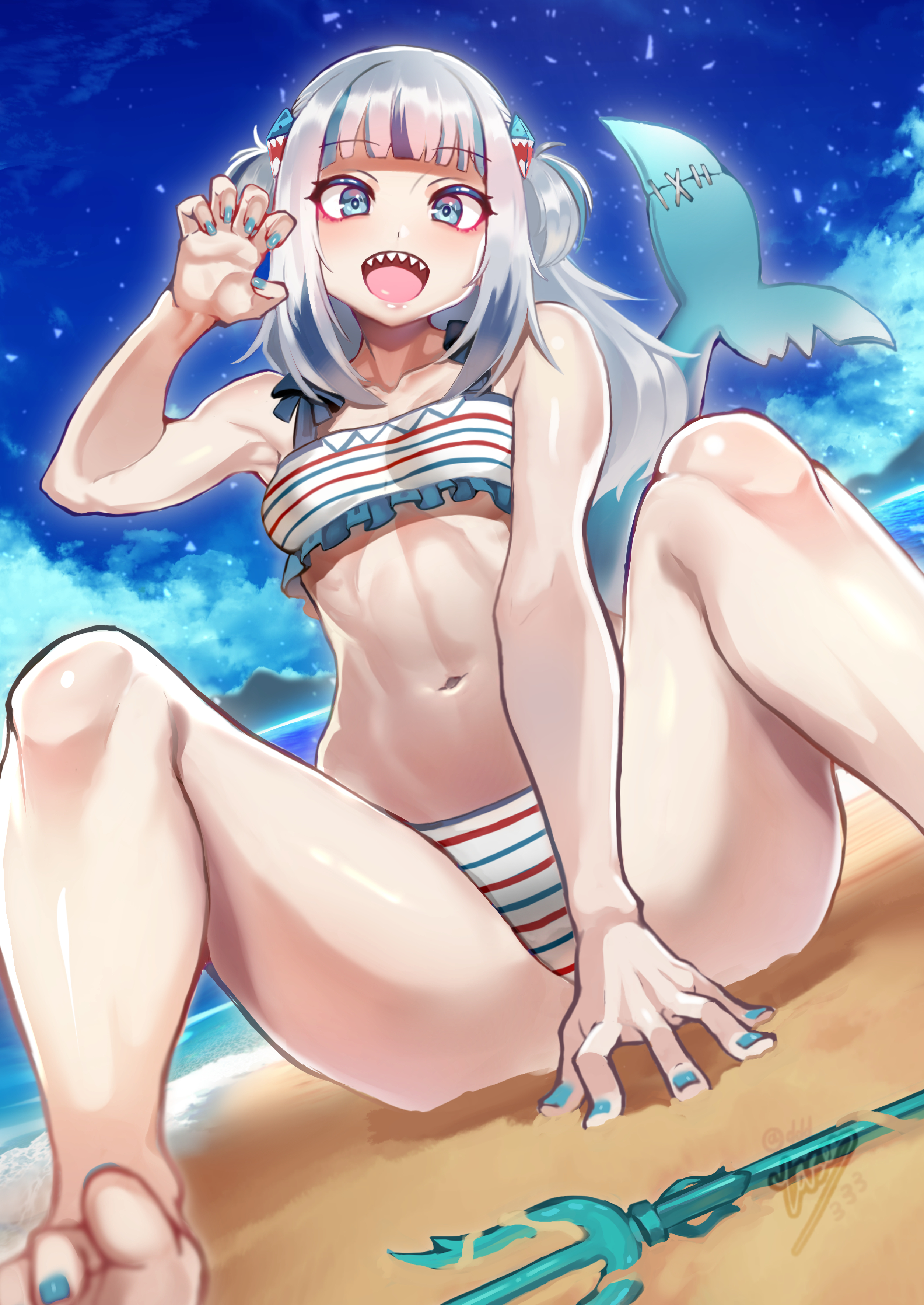1girls, bikini, female, female only, gawr gura, hololive, hololive english, hololive myth, skeb, solo, tagme, virtual youtuber, vtuber