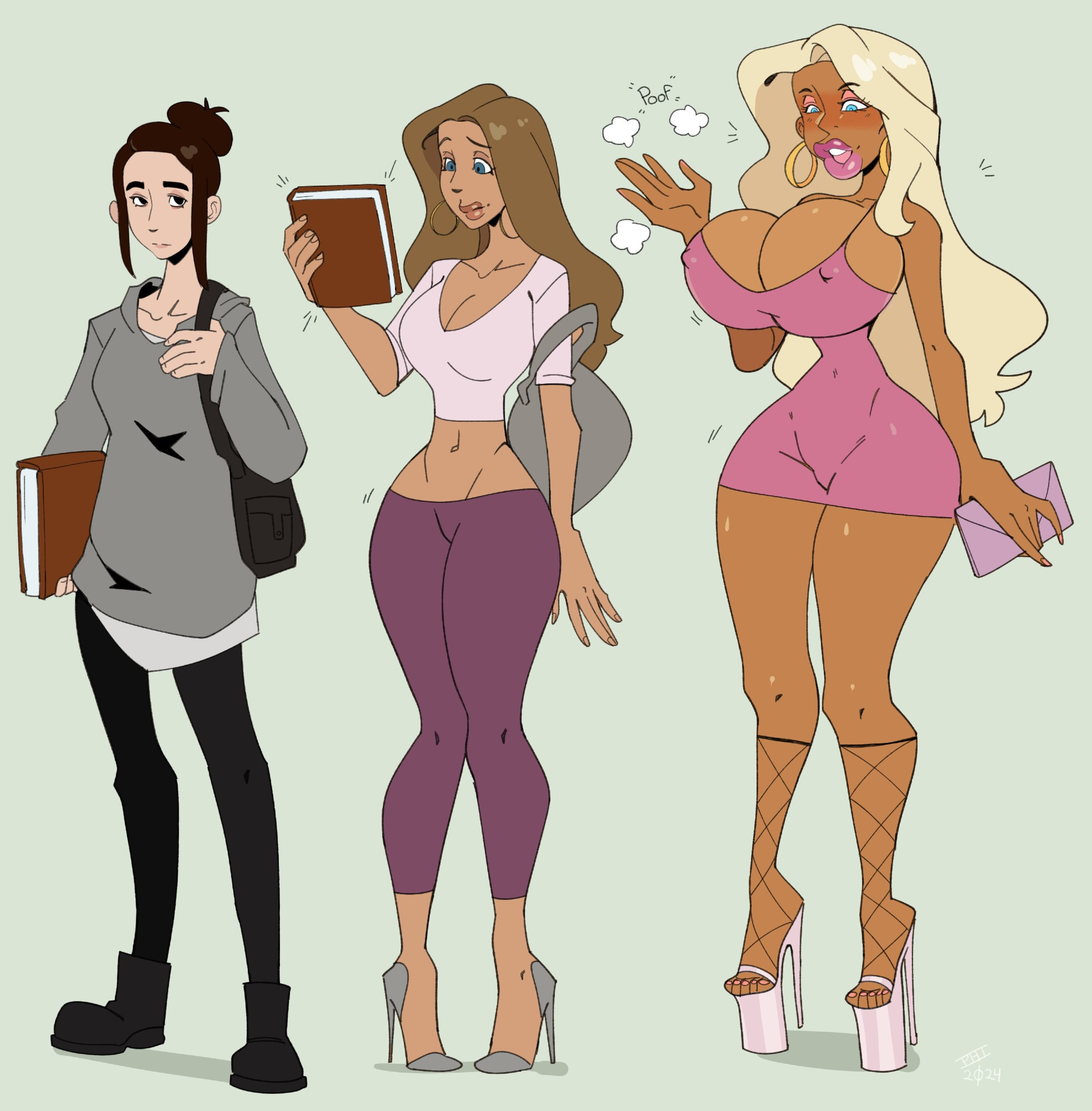 ass expansion, becky, bimbofication, bimbophi, blonde hair, body transformation, breast expansion, breast growth, breast growth (enlargement), breasts, brown hair, expansion, female, figure transformation, high heels, hourglass figure, purse, stacy, tagme, transformation, transformation sequence, virgin vs. chad