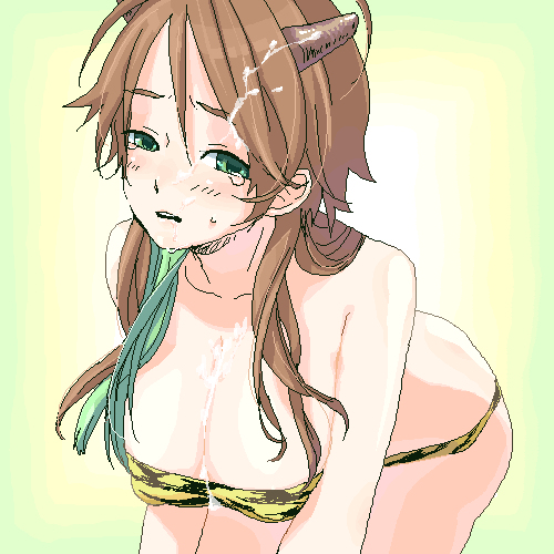 1girls 2_horns bikini blush blush_lines blushing_at_viewer breasts brown_hair bukkake cum cum_on_body cum_on_breasts cum_on_face d-yuto deneb_(kamen_rider) drool drooling female female_only genderswap_(mtf) green_eyes green_streak horn_headband horns_hairband kamen_rider kamen_rider_den-o_(series) light_blush long_hair looking_at_viewer nipple_bulge nipple_outline oni_horns open_mouth possessed possession rule_63 setsubun sweat sweatdrop tears tears_in_eyes tiger_print tiger_print_bikini variant variant_set yuto_sakurai