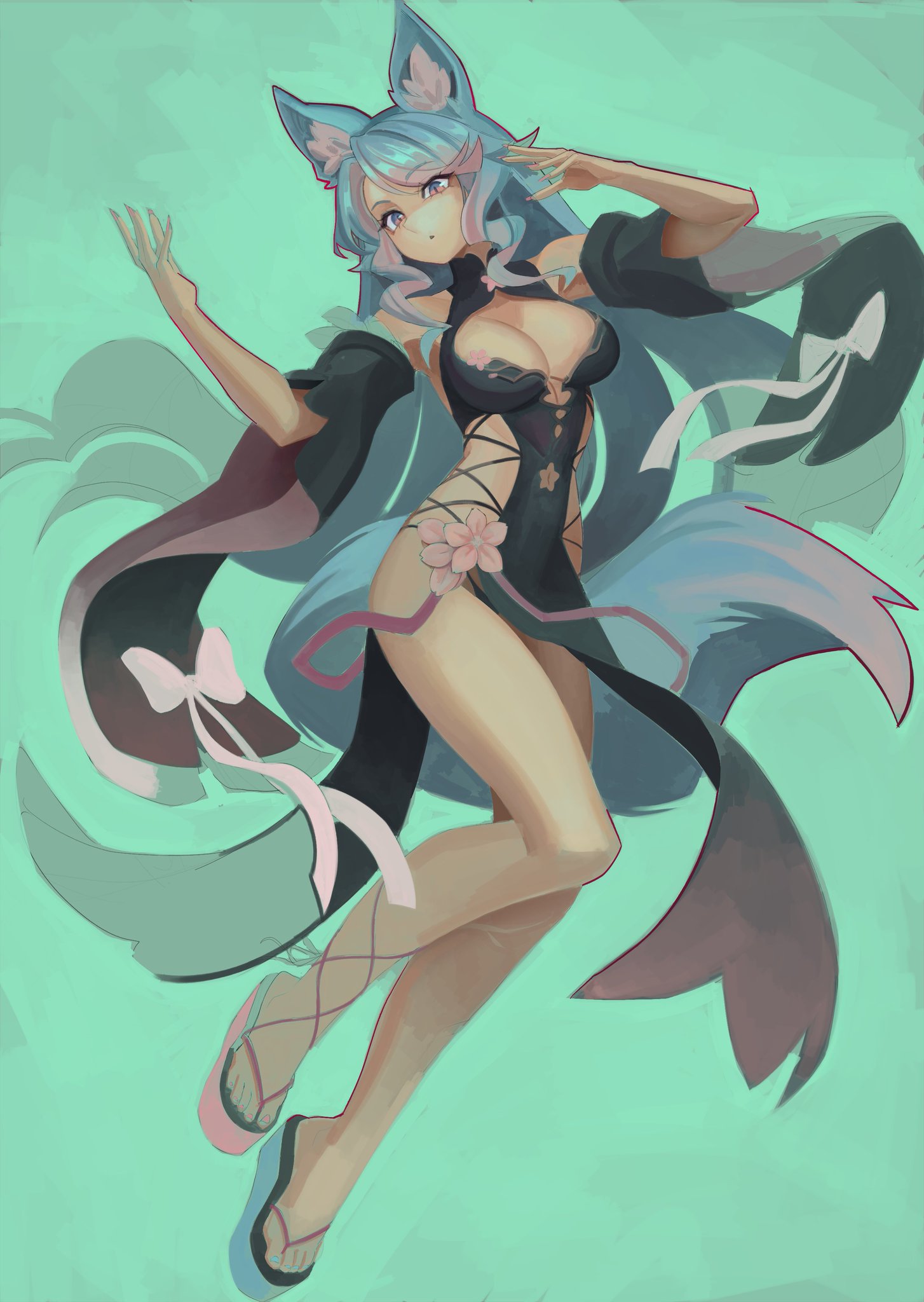 animal ears, animal tail, ass, big ass, big breasts, big butt, big thighs, big titties, breasts, clothing, curvaceous, curvaceous female, curvaceous figure, curvy, curvy figure, curvy hips, cyan hair, exnezo, female, female focus, female only, indie virtual youtuber, long hair, silvervale, twitch, twitch.tv, virtual youtuber