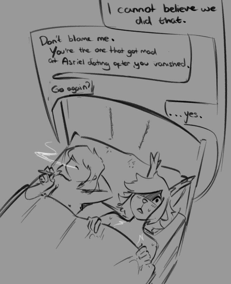 1girls, 1other, after sex, age difference, aged up, ambiguous gender, deltarune, dess holiday, english text, female, female/nb, human, kris (deltarune), meme, monster girl, smoking, straight, tagme, undertale