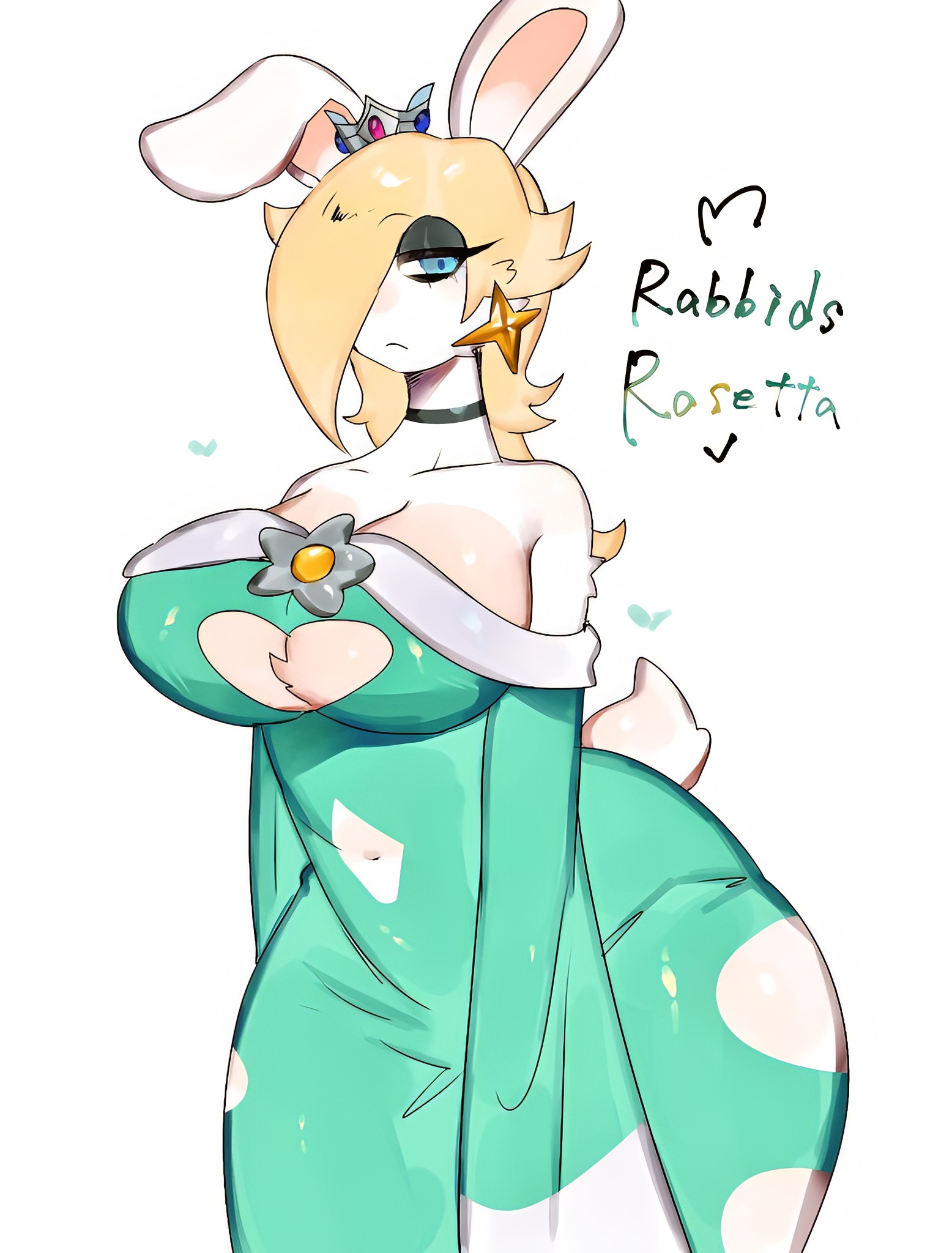 2d, 2d (artwork), big boobs, big breasts, breasts, female, female focus, female only, mario (series), mario plus rabbids sparks of hope, princess rosalina (cosplay), rabbid, rabbid rosalina, raving rabbids, rayman (series), ubisoft