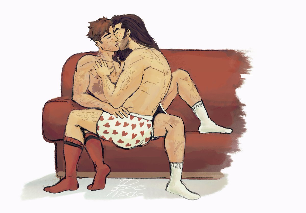 briefs, couch, deeiondrews, dispatch (game), flambae, gay, kissing, makeout, muscular, muscular male, robert robertson, yaoi