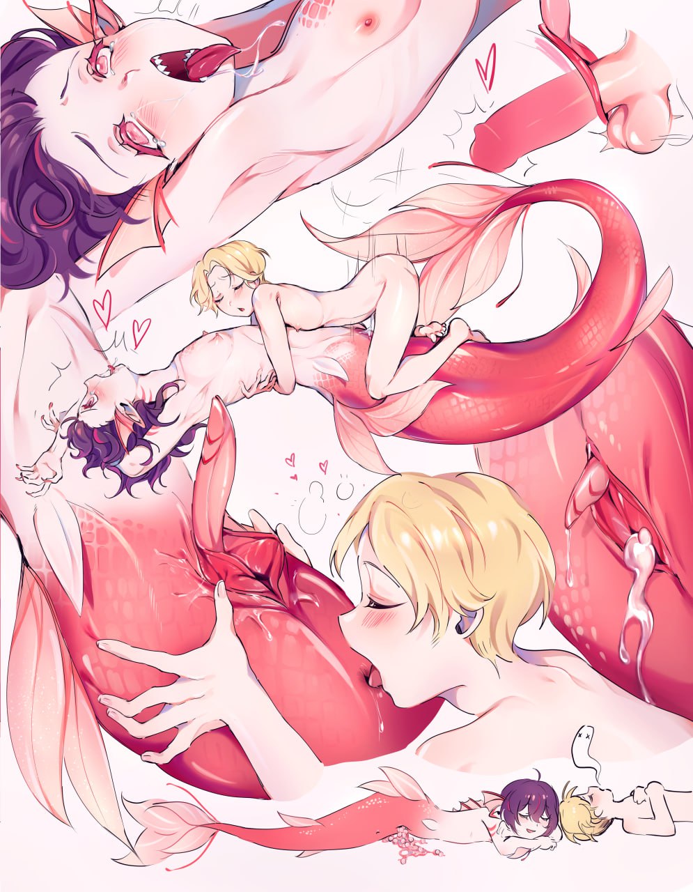 2boys, 2d, after sex, ahegao, ahegao face, anal, anal licking, anilingus, anus, ass, blonde hair, color, creampie, creature, cum, cum in pussy, dick, eggs, femboy, femboy on femboy, femboy only, femboydom, femboysub, futanari, futasub, gay, gay sex, human, human on humanoid, intersex, interspecies, licking anus, light skin, light-skinned femboy, light-skinned male, male, male only, merfolk, mermaid, mermaid tail, merman, moaning, nude, nude male, original, penetration, penis, penis in pussy, pink eyes, purple hair, pussy, sex, unknown artist, vagina, vaginal, vaginal sex, xenophilia, yaoi