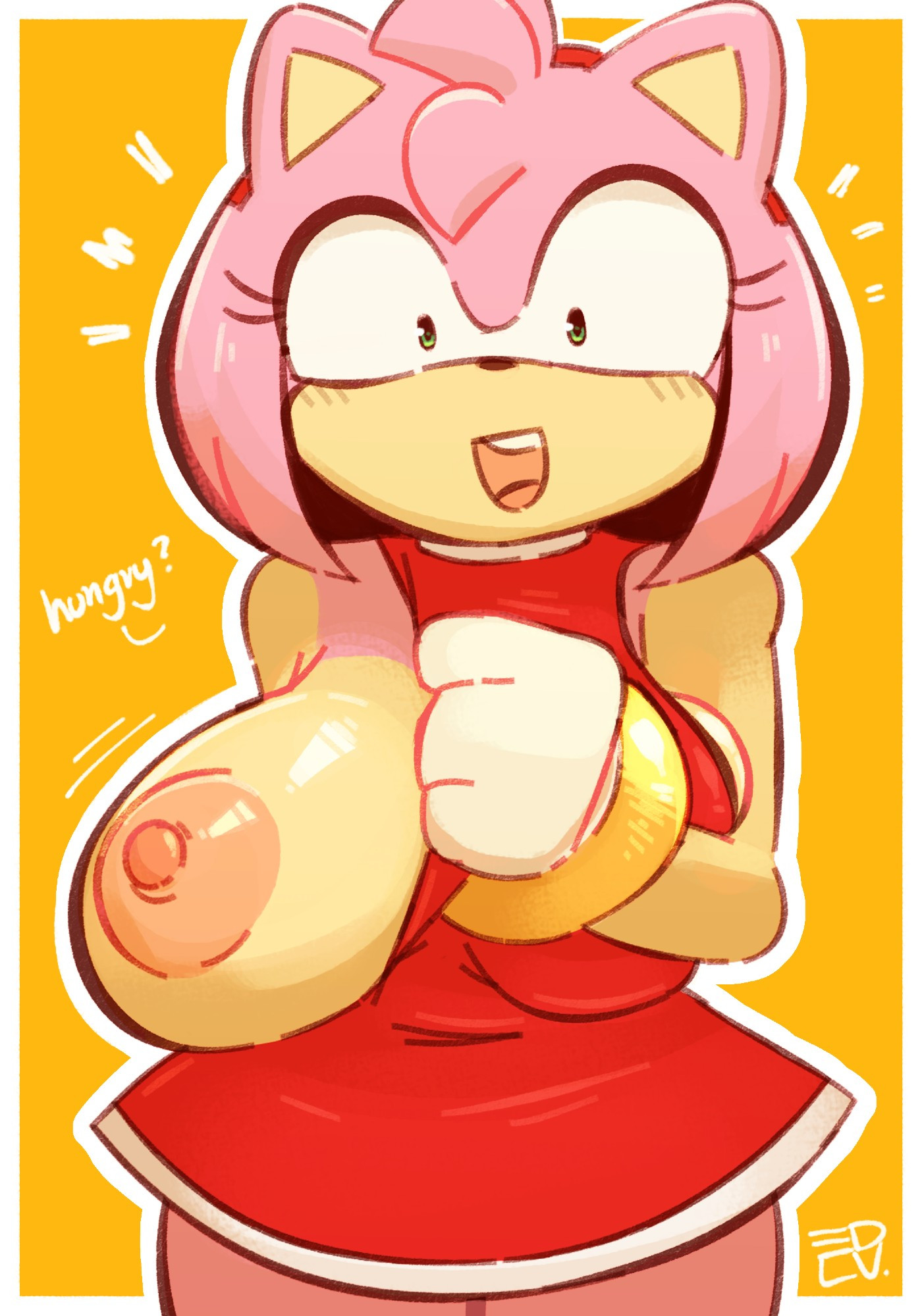 1girls, amy rose, anthro, anthro only, big areola, big breasts, big nipples, breasts, breasts bigger than head, breasts out, busty, busty female, edalv, edolov, enormous breasts, fanart, female, flashing, flashing breasts, furry, furry female, giant breasts, gigantic breasts, huge breasts, large breasts, one breast out, perky breasts, perky nipples, pinup, presenting breasts, showing breasts, soft breasts, sonic (series), sonic the hedgehog (series)