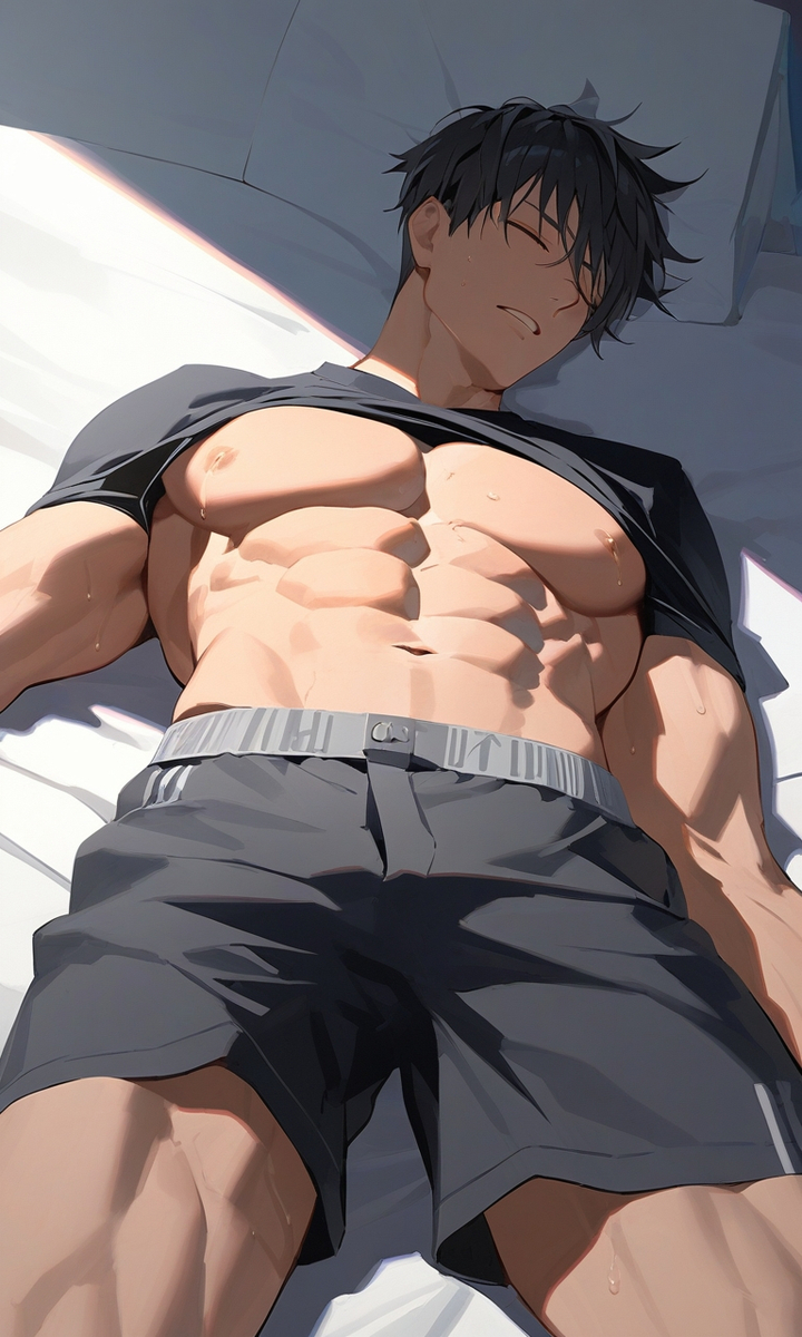 1boy ai_generated bara bare_pectorals gay male male_focus male_only muscular muscular_male solo solo_male yaoi