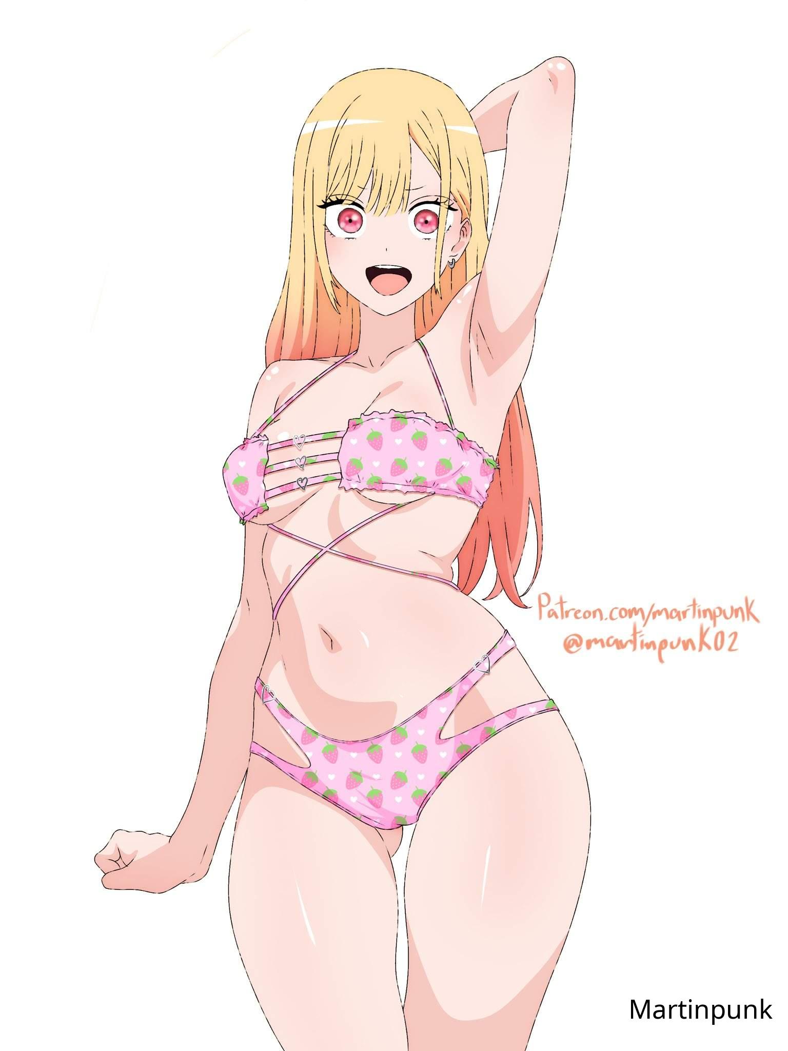 1girls, 2d, 2d (artwork), 2d artwork, arm behind head, armpit, armpit crease, armpit peek, armpits, arms behind head, ass visible through thighs, average breasts, bare armpits, bare arms, bare belly, bare chest, bare hands, bare hips, bare legs, bare midriff, bare navel, bare shoulders, bare skin, bare thighs, belly, belly button, bikini, bikini bottom, bikini only, bikini top, blonde female, blonde hair, blonde hair female, blonde-haired female, breasts, busty, busty female, busty teen, butt fang, collarbone, curvaceous, curvaceous body, curvaceous female, curvaceous figure, curvaceous hips, curvaceous teen, curvaceous thighs, curvy, curvy body, curvy female, curvy figure, curvy hips, curvy teen, curvy thighs, digital, digital art, digital drawing, digital drawing (artwork), digital media, digital media (artwork), ear piercing, ear piercings, earrings, elbows, exposed armpits, exposed arms, exposed belly, exposed chest, exposed hips, exposed legs, exposed midriff, exposed navel, exposed shoulders, exposed skin, exposed thighs, female, female focus, female only, fingers, groin, gyaru, hairless armpits, half naked, half nude, hand behind head, hands behind head, high resolution, high school student, highres, hip dips, hourglass figure, kitagawa marin, lean figure, long hair, looking at viewer, martinpunk, medium breasts, midriff, naked, naked female, naked woman, narrow waist, navel, nude, nude female, nudity, open mouth, open mouth smile, parted lips, petite, petite body, petite breasts, petite female, petite girl, petite tits, pierced ear, pierced ears, pink bikini, pink bikini bottom, pink bikini top, pink swimsuit, pink swimwear, posing, posing for the viewer, posing naked, posing nude, presenting armpit, red eyes, red-eyed female, school girl, semi nude, shaved armpits, shoulders, simple background, slender body, slender waist, slim waist, smile, smiley face, smiling, smiling at viewer, solo, sono bisque doll wa koi wo suru, standing, string bikini, swimsuit, swimwear, teen girl, teenage girl, teenager, thick thighs, thigh gap, thighs, tongue, upper body, upper teeth, white background, wide hips, young female, young woman