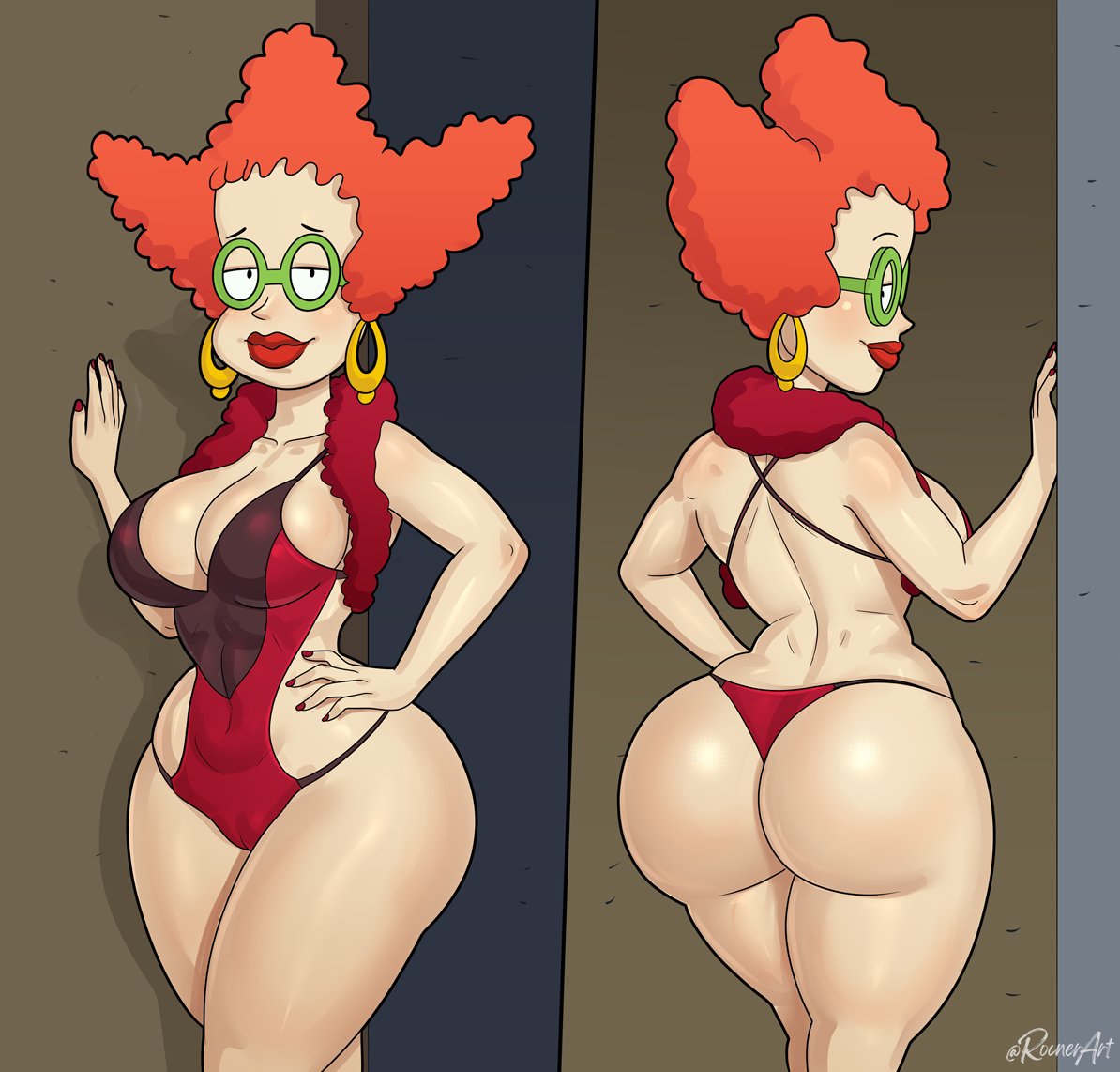 1girls big_ass big_breasts big_butt didi_pickles female front_view light-skinned_female light_skin lingerie looking_at_viewer mature_female milf mother nickelodeon paramount_pictures rear_view red_hair rocner rugrats seductive solo