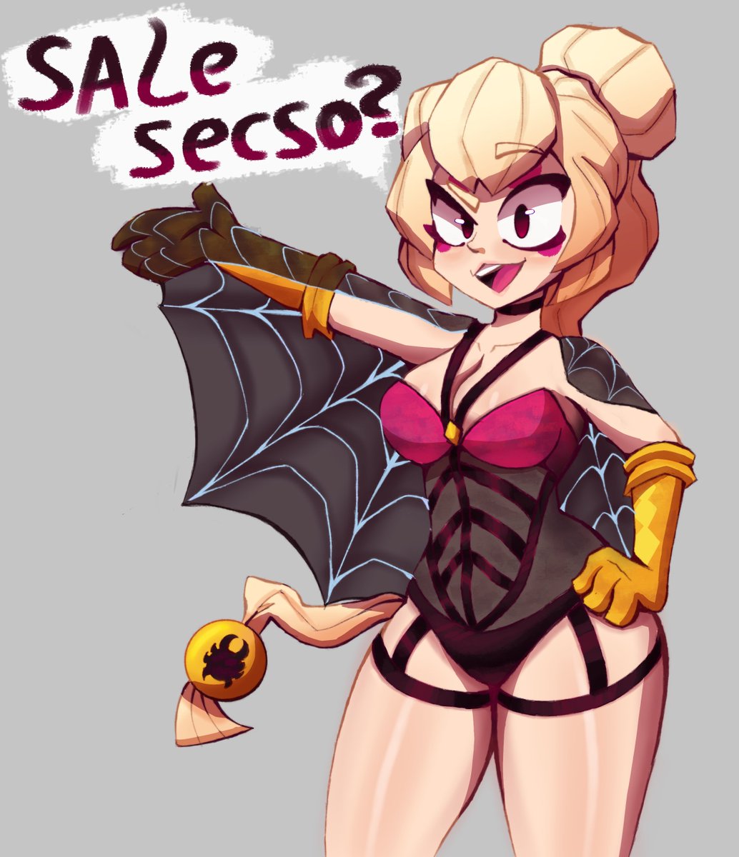 1girls, blonde hair, brawl stars, breasts, cape, charlie (brawl stars), cleavage, clothing, female, large breasts, leotard, looking at viewer, smile