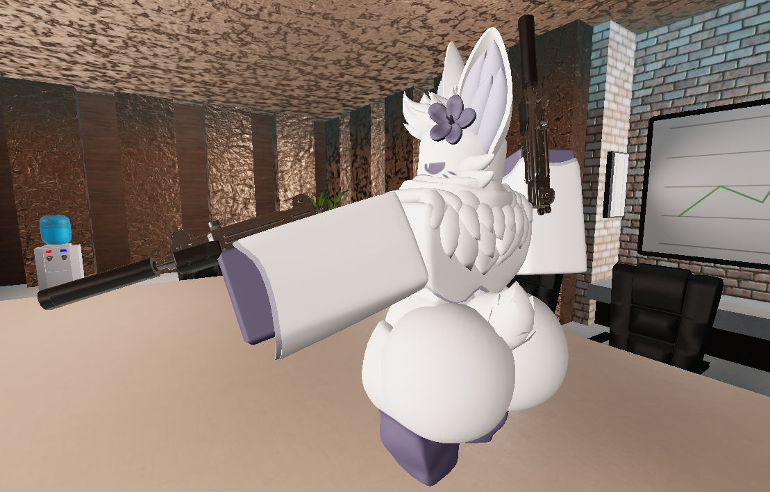 1ambiguous 3d 3d_(artwork) ambiguous_gender back_view big_ears deviantart furry furry_only guns im_too_lazy_to_tag_rn roblox side_view solo soybean tagme thick_thighs two_tone_fur