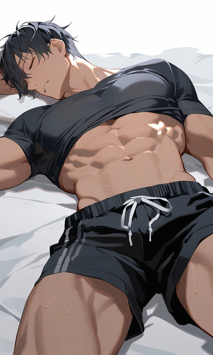 1boy ai_generated bara bare_pectorals gay male male_focus male_only muscular muscular_male solo solo_male yaoi