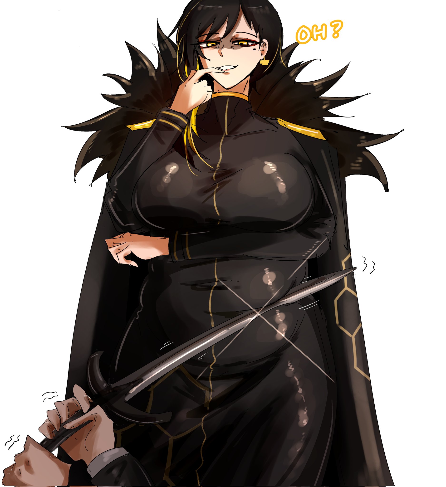 1girls, arczaeon, big breasts, binah, chubby, chubby female, female, female only, huge breasts, human, large breasts, lobotomy corporation, project moon, standing