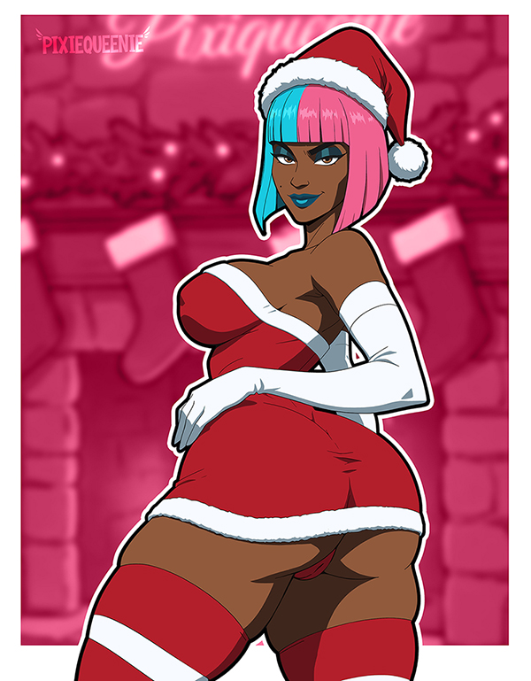 1girls, alice (dispatch), ass, big ass, big breasts, big thighs, blue hair, breasts, bust, busty, chest, christmas, curvaceous, curvy, curvy figure, dark skin, dark-skinned female, digital media (artwork), dispatch (game), female, hips, hourglass figure, huge ass, huge breasts, huge thighs, large ass, large breasts, large thighs, legs, mature, mature female, multicolored hair, pink hair, pixiqueenie, prism, slim waist, thick, thick hips, thick legs, thick thighs, thighs, visor, voluptuous, waist, wide hips, wide thighs