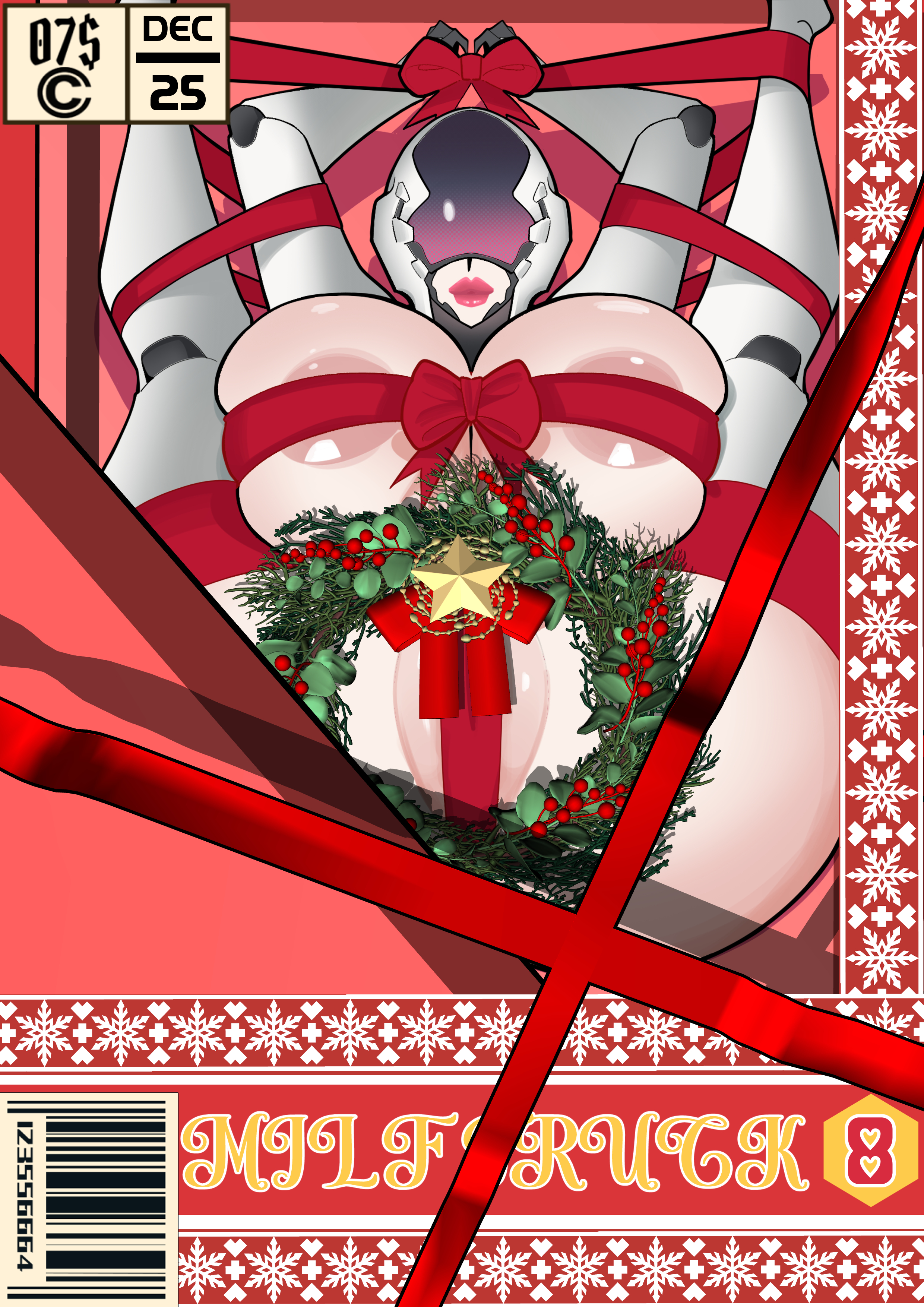 1girls, android, areolae, big ass, big breasts, big thighs, blissframe, christmas, christmas gift, christmas outfit, curvaceous, curvy, enormous, feet up, female, figure, gaping, gynoid, huge ass, huge breasts, humanoid, legs, legs tied, legs up, mature female, milf, milf truck, moomoodairy, naked, naked female, pussy, red lips, red lipstick, robot, robot girl, thighs