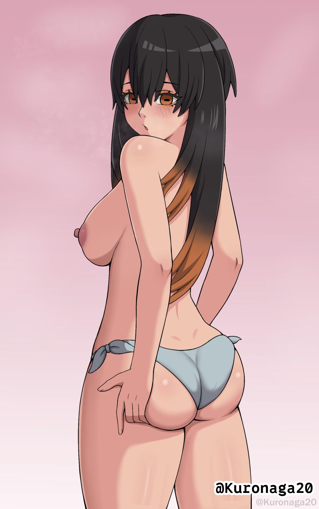 1girls, 2d, 2d (artwork), 2d artwork, almost naked, almost nude, amo empool, areola, areolae, ass, ass cleavage, ass crack, ass grab, ass support, back, back dimples, back view, background, bare arms, bare back, bare breasts, bare hands, bare hips, bare legs, bare nipples, bare shoulders, bare skin, bare thighs, bare tits, behind view, big areola, big areolae, big boobs, big breasts, big nipples, black hair, black-haired female, blush face, blush lines, blushing, blushing at viewer, blushing female, blushing lines, breasts, busty, busty female, busty girl, butt, butt grab, curvaceous, curvaceous body, curvaceous female, curvaceous figure, curvaceous hips, curvaceous teenager, curvy, curvy ass, curvy body, curvy female, curvy figure, curvy hips, curvy teen, dark hair, digital, digital art, digital drawing, digital drawing (artwork), digital media, digital media (artwork), dimples of venus, drawing, elbows, exposed, exposed arms, exposed back, exposed breasts, exposed hips, exposed legs, exposed nipples, exposed shoulders, exposed skin, exposed thighs, eyebrows visible through hair, female, female focus, female only, fingers, flushed, flushed face, fondling butt, from behind, gachiakuta, gluteal fold, grabbing ass, grabbing butt, grabbing own ass, grabbing own butt, gradient background, gradient hair, groin, groping ass, groping butt, hair between eyes, hand on ass, hand on butt, hand on own ass, hand on own butt, holding butt, hourglass figure, inframammary fold, large areola, large areolae, large boobs, large breasts, large nipple, large nipples, lean figure, long hair, looking at viewer, looking back, looking back at viewer, median furrow, mostly nude, multicolored background, multicolored hair, naked, naked female, naked woman, narrow waist, nearly nude, nipples, nude, nude female, nudity, open mouth, orange eyes, orange hair, orange hair female, orange-eyed female, orange-haired female, parted lips, pink areola, pink areolae, pink background, pink nipples, plain background, portrait, posing, posing for the viewer, posing naked, posing nude, practically nude, rear view, shoulders, sideboob, slender body, slender waist, slim female, slim waist, solo, standing, thick ass, thick butt, thick thighs, thighs, three-quarter view, tongue, top view, topless, topless female, touching ass, touching butt, two-tone background, uncensored, uncensored breasts, uncensored nipples, upper body, viewed from behind, white background, wide hips