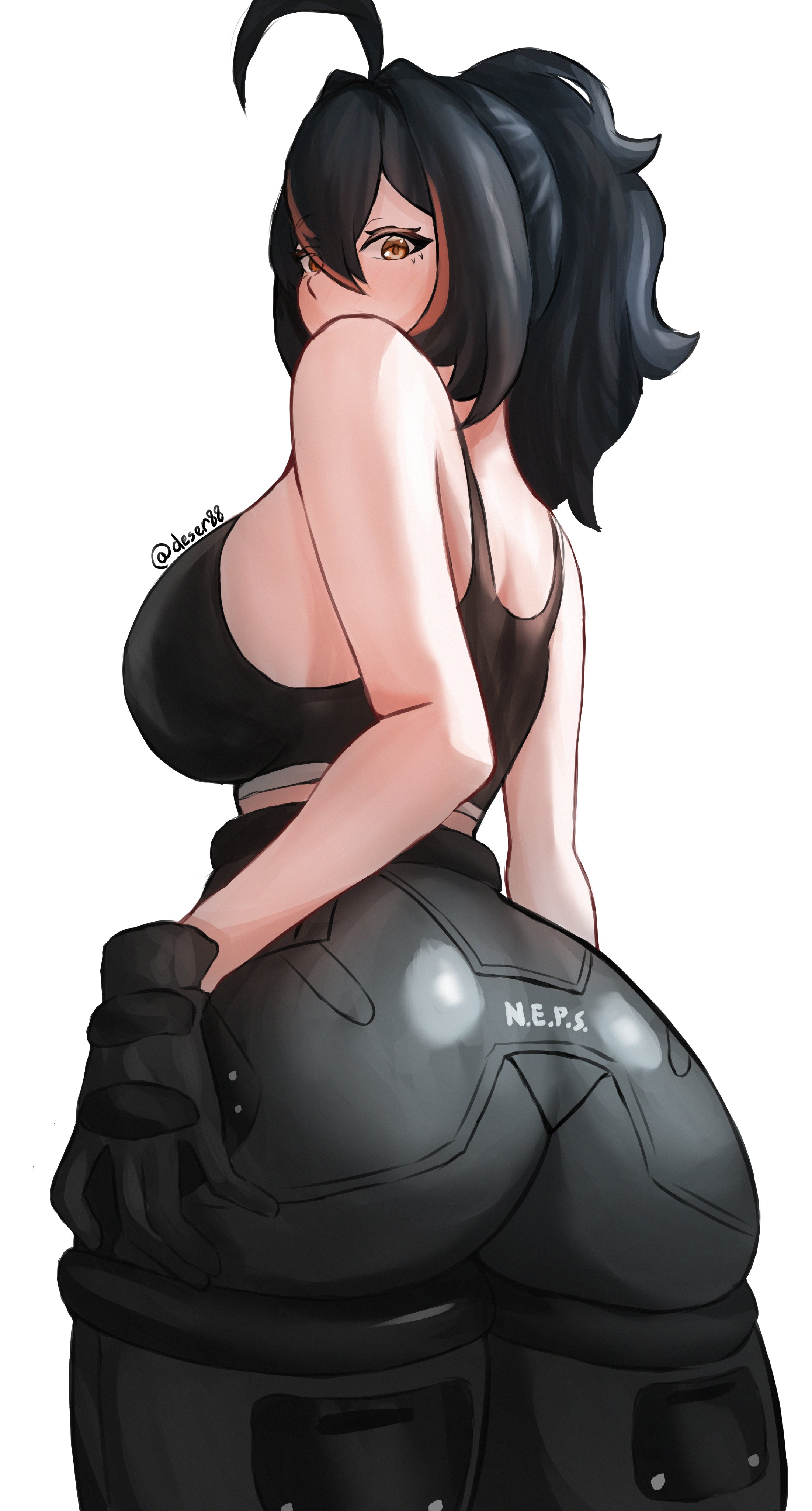 1girls, ass, breasts, deser88, female, female focus, female only, huge ass, large ass, large breasts, light skin, light-skinned female, policewoman, solo, thick thighs, thighs, wide hips, zenless zone zero, zhu yuan