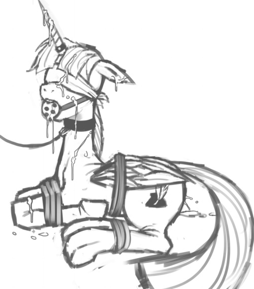 alicorn bondage furry lauren_faust monochrome my_little_pony rough_sketch sketch tagme