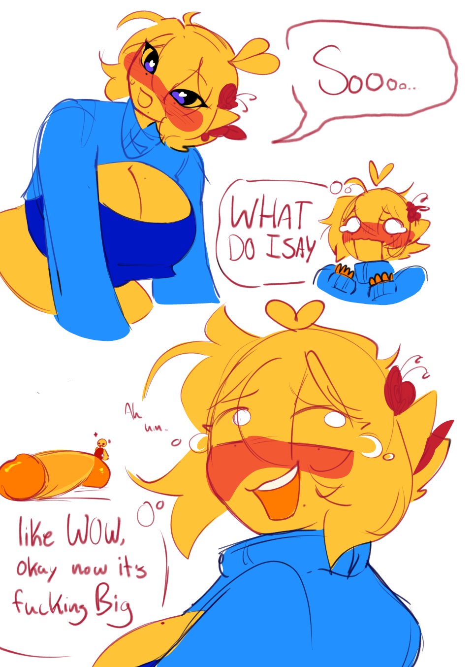 comic, embarrassed female, erection, flustered female, kunislugs, married couple, nervous sweat, roblox, robloxian, unsure