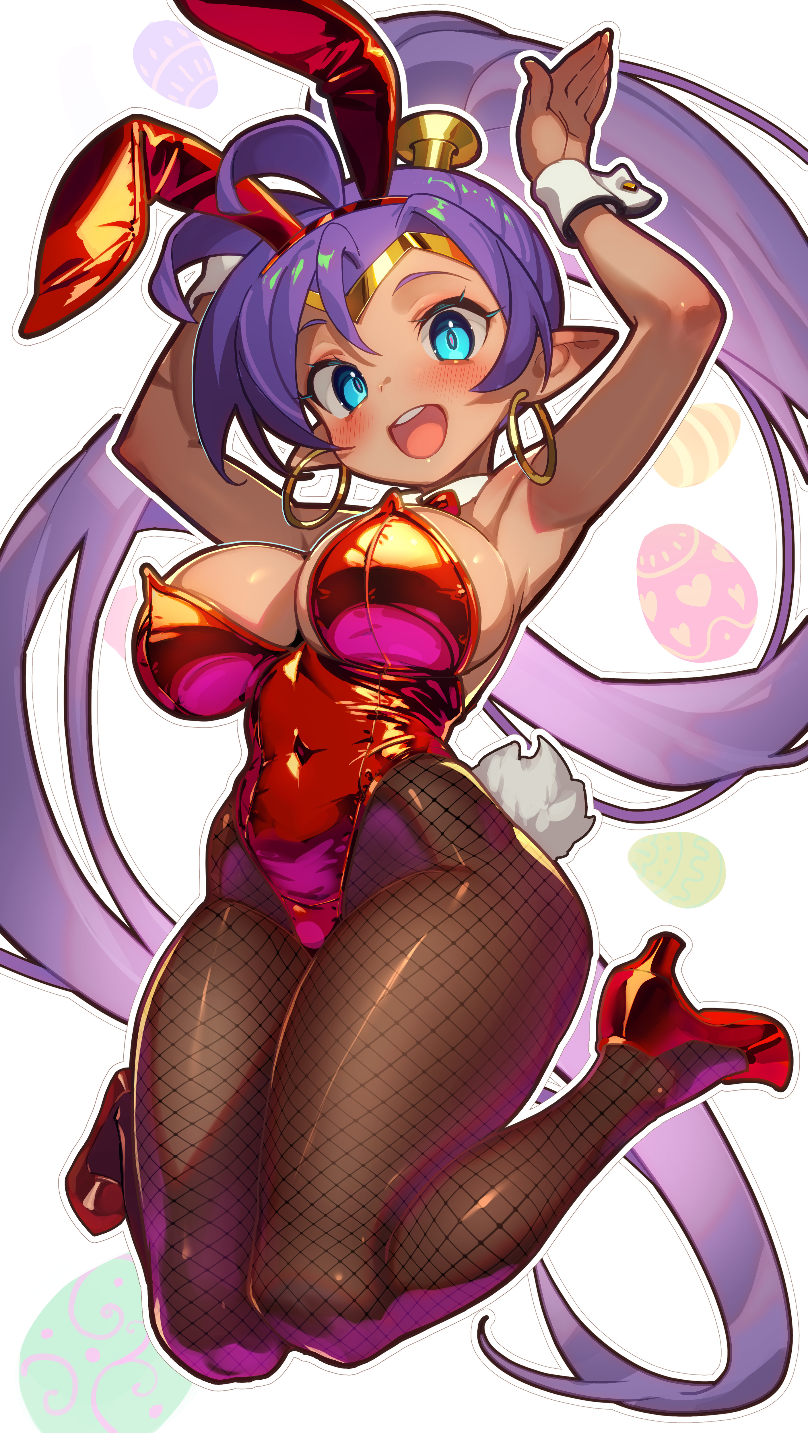 1girls, bunny ears, bunnysuit, female, female only, large breasts, leotard, life is pi, shantae, shantae (character), solo, tagme