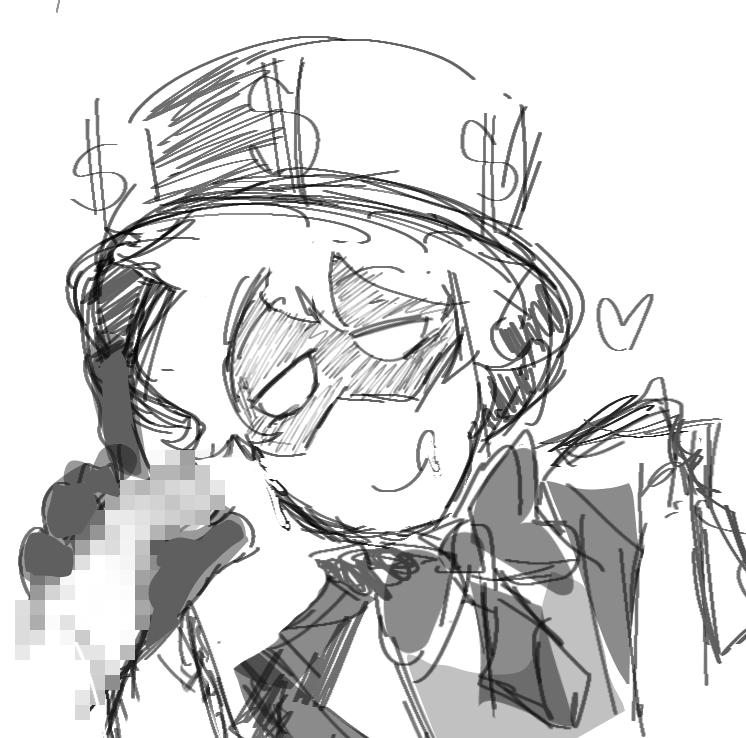 artful (die of death), artistry (die of death), black and white, blowjob, blowjob face, censored, censored penis, cum, cum in mouth, cum on face, die of death (roblox), gay, gay blowjob, gay sex, mask, masked male, mosaic censoring, pochoclos, roblox, roblox game, robloxian, sketch, tongue, tongue out