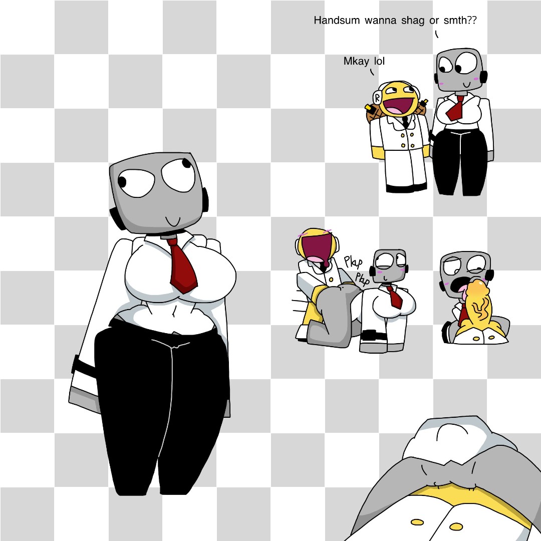 1boy, 1girl, 1girls, asking another, asking for sex, ass, awesomedroid (die of death), balls deep, big ass, big breasts, big penis, blush, boogieworm42, bottomless female, bottomless male, breasts, checkered background, clothed female, clothed male, cowgirl position, derp, derp eyes, die of death (roblox), doggy style, drooling, duo, enjoying sex, epic face, fucking, grabbing ass, hands on ass, harken (die of death), imminent sex, jeans, killdroid (die of death), kneeling, licking penis, male/female, motion lines, no panties, on all fours, pants down, pussy, pussy visible through clothes, pussy visible through pants, rage comics, raigken (die of death), roblox, roblox game, sex, stomach bulge, straight, straight sex, suit, tagme, tall female, taller female, testicles, thighs, thrusting, tie, vaginal penetration, vaginal sex, veiny penis, waffles, watch, white background