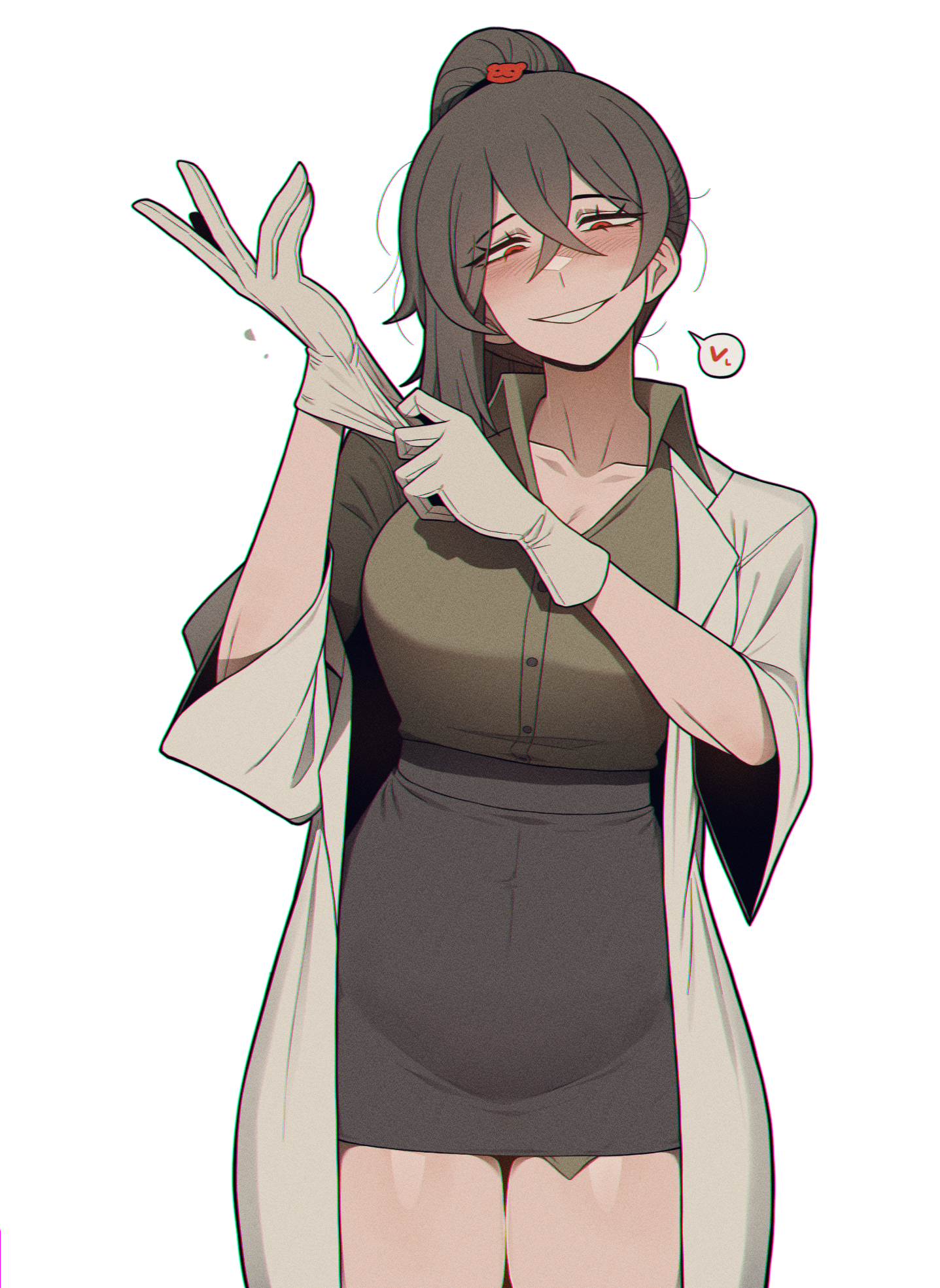 1girls, carmen (lobotomy corporation), fully clothed, gloves, lobotomy corporation, misg1111, project moon, suggestive, suggestive look, suggestive pose, tagme