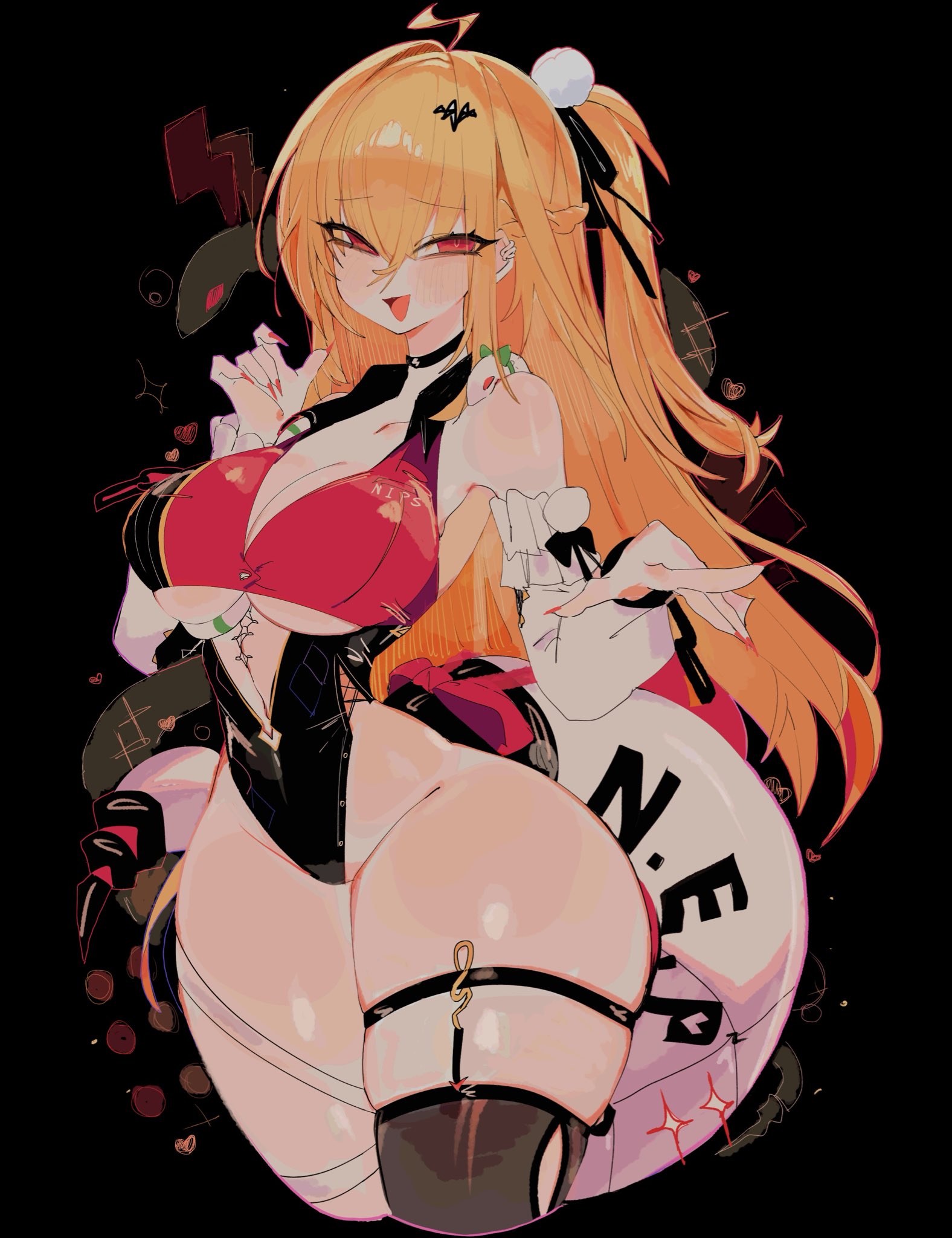 1girls, big breasts, big thighs, black background, blonde hair, breasts, choker, cissia (zenless zone zero), cleavage, colored nails, female, female only, hair between eyes, hairclip, hourglass figure, huge breasts, huge thighs, large breasts, large thighs, leotard, long hair, long nails, nail polish, painted nails, ponytail, red eyes, side ponytail, simple background, skindentation, slim waist, snake girl, solo, solo female, solo focus, standing, tagme, tail, thick thighs, thighhighs, thighs, thunder thighs, underboob, usa37107692, wide hips, zenless zone zero