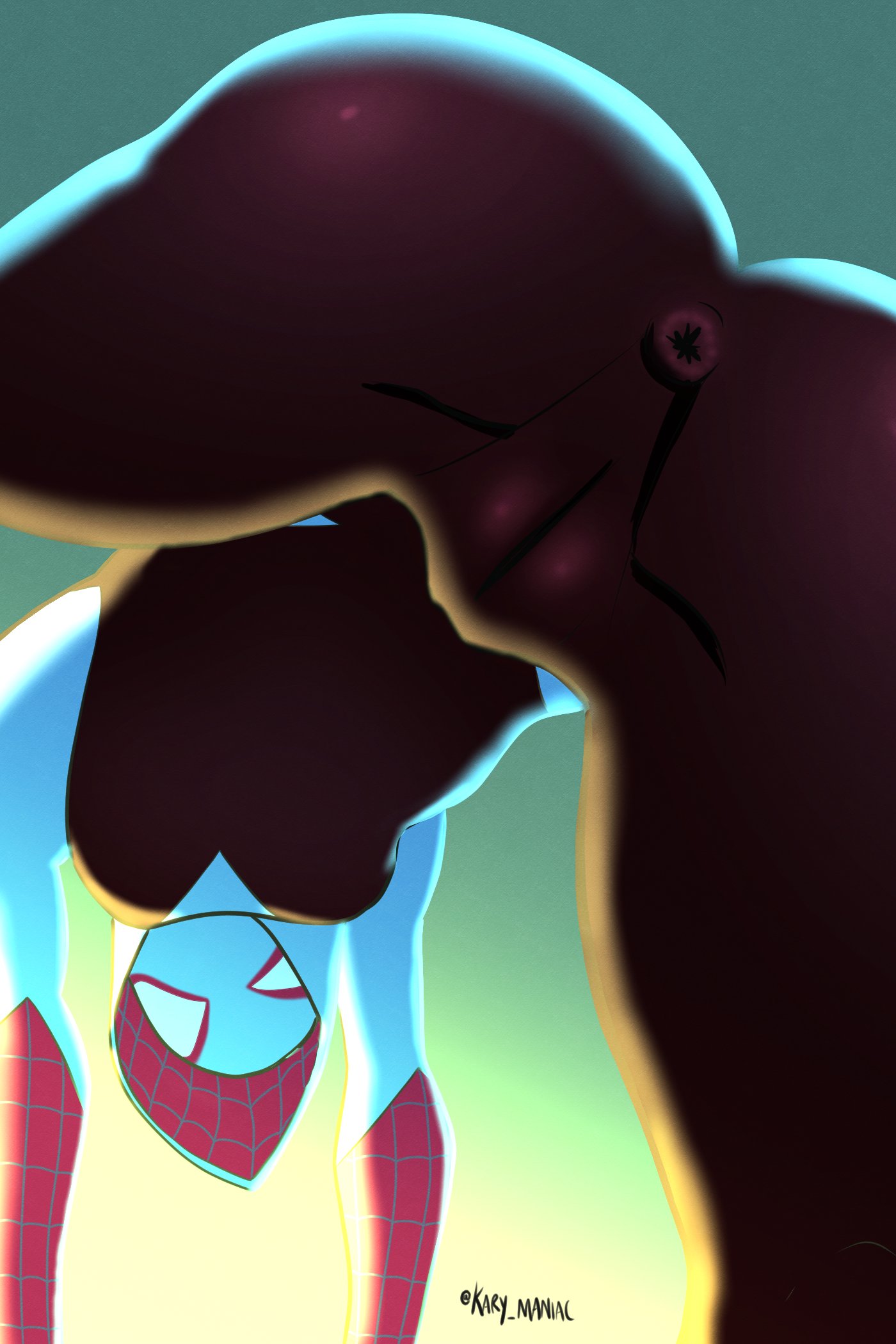 , 1girls, anus outline, ass, big ass, cameltoe, female, gwen stacy, karymaniac, marvel, skin tight, solo, spider-gwen, spider-man (series)